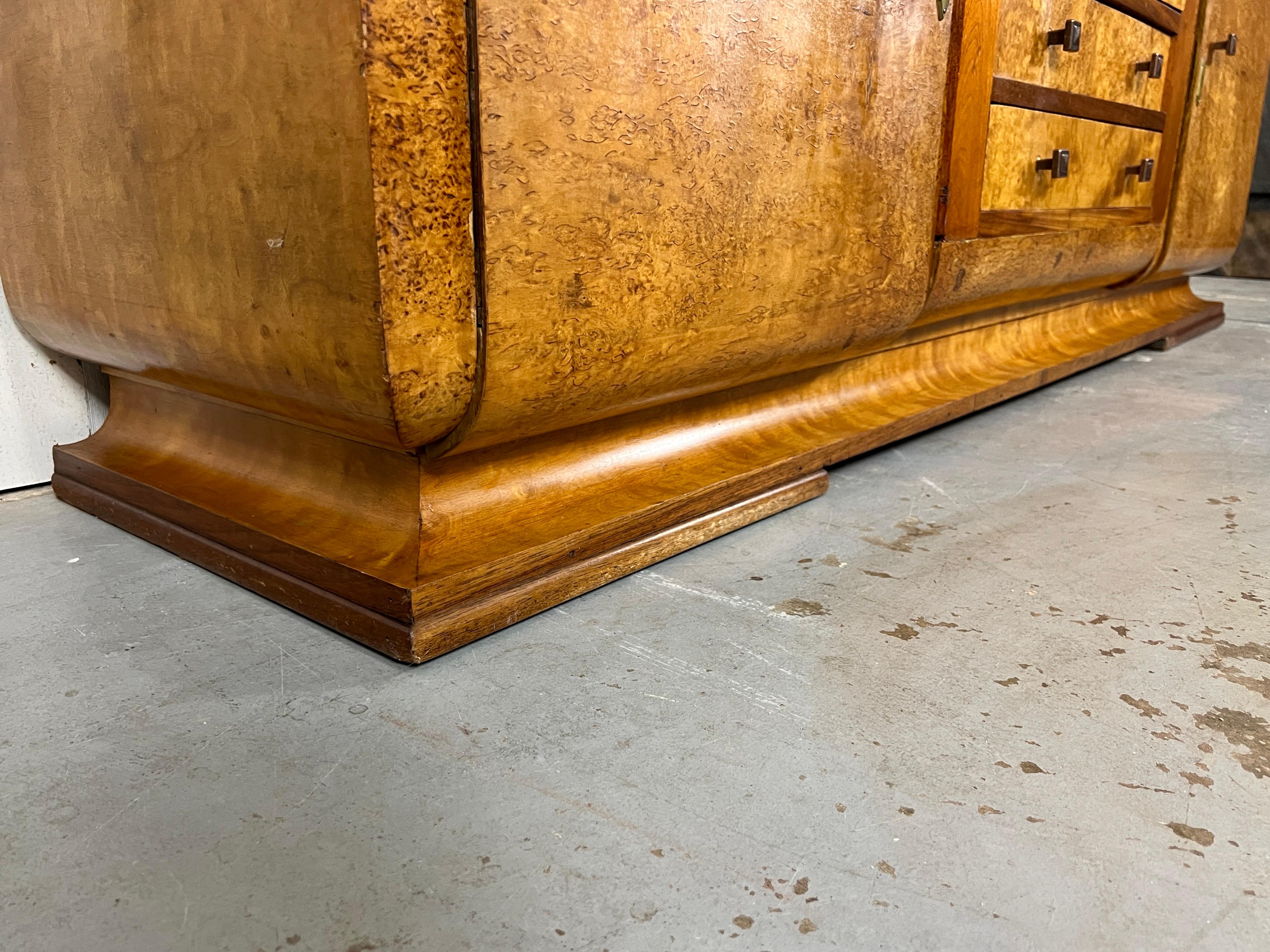 Birdseye Maple Modernist Burl wood Cabinet  For Sale