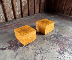 Modernist Burl Wood Cube Tables, United States, c.1970