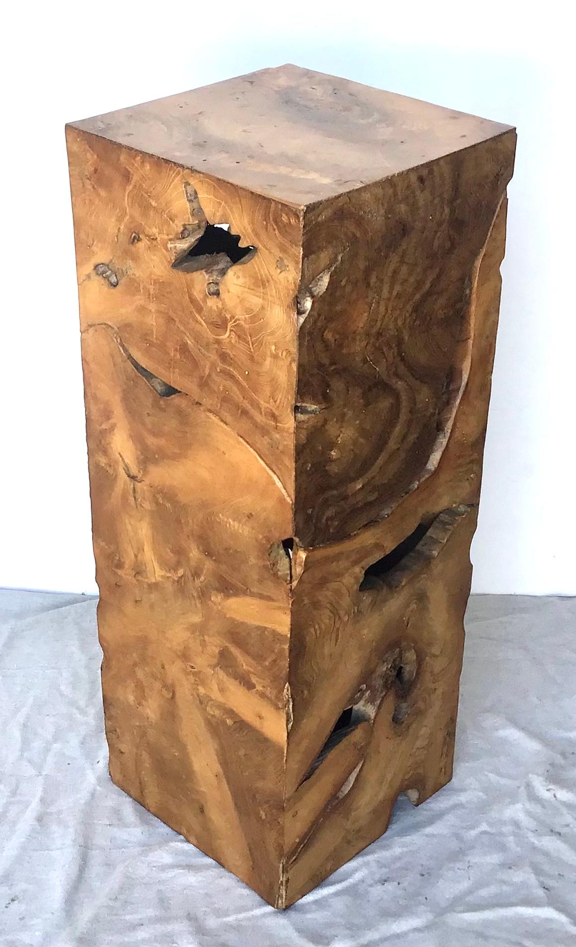 Modernist Burl Wood Pedestal In Good Condition In Bradenton, FL