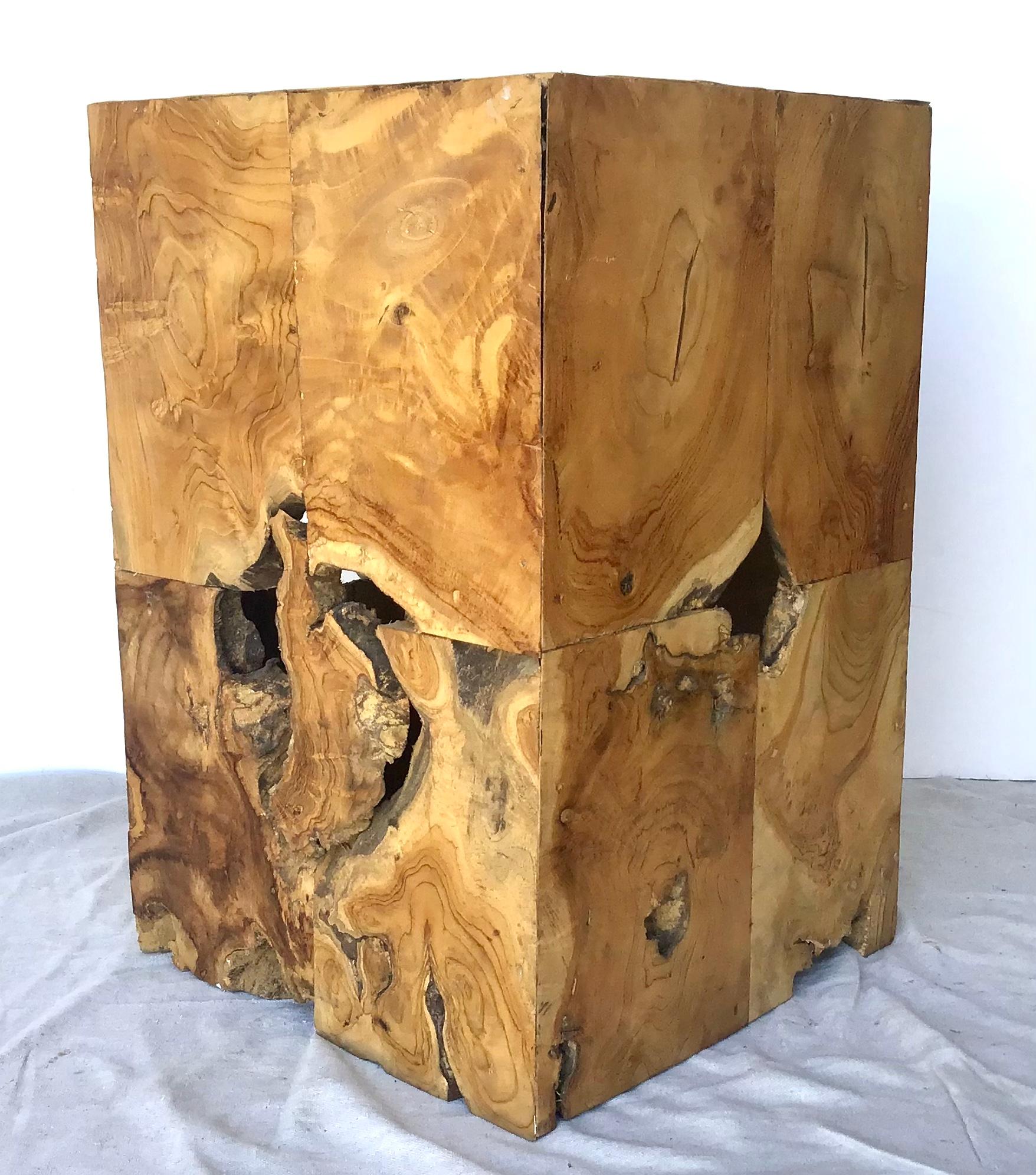 Modernist Burl Wood Pedestal 1