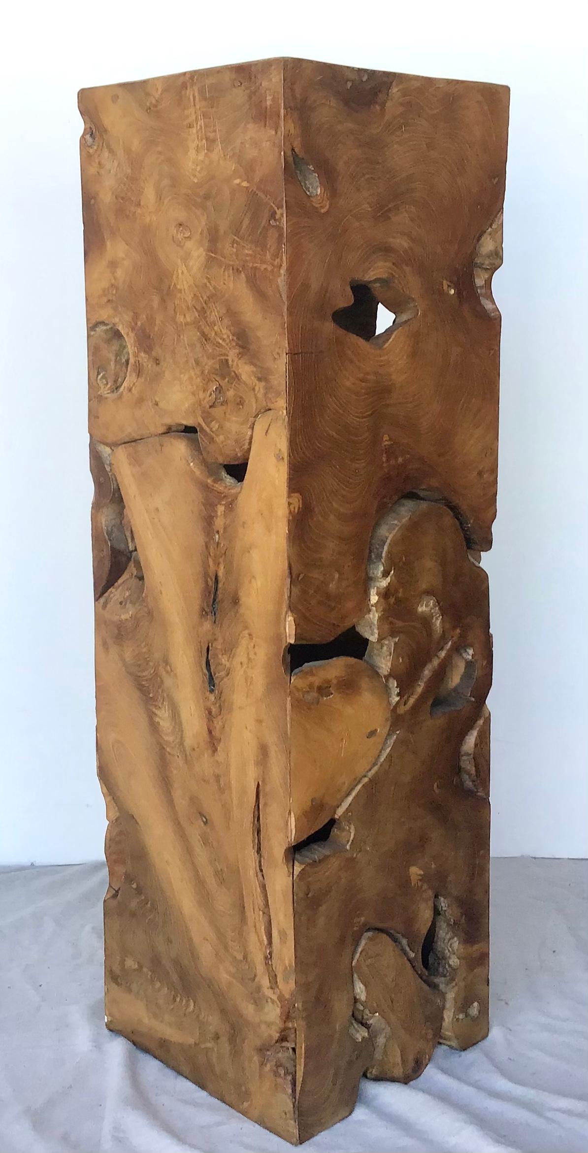 Modernist Burl Wood Pedestal 4