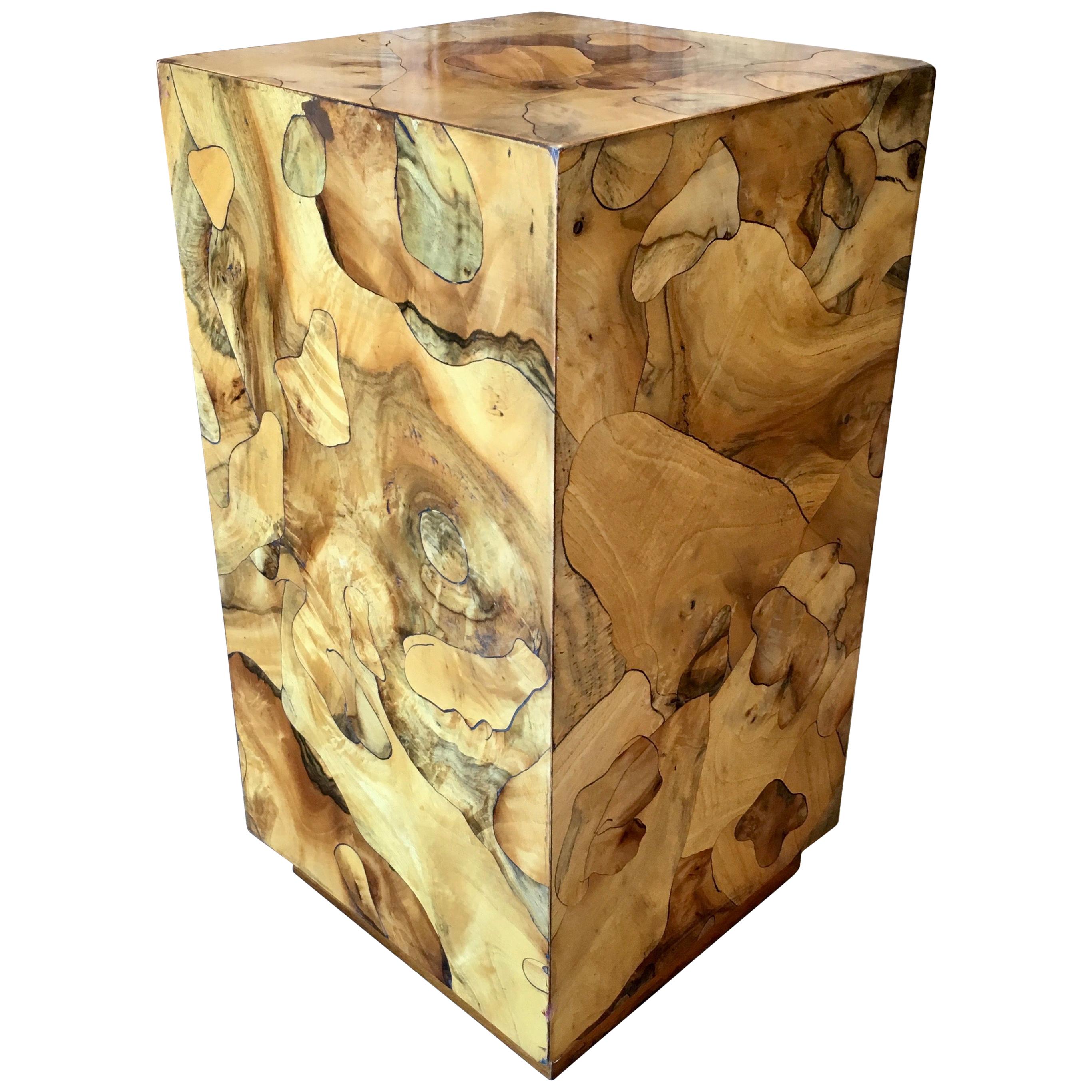 Modernist Burl Wood Pedestal