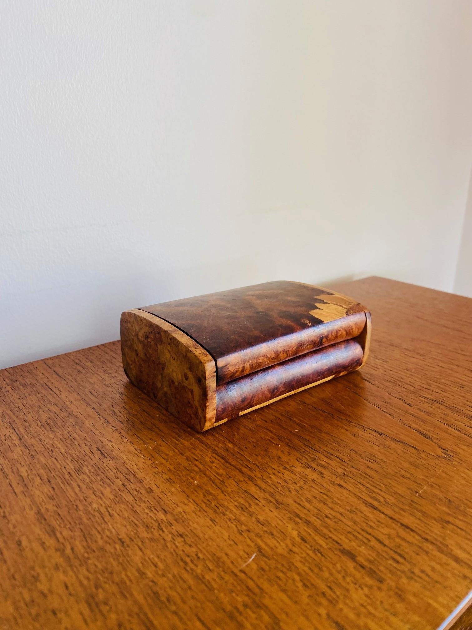 American Modernist Burl Wood Trinket Box For Sale