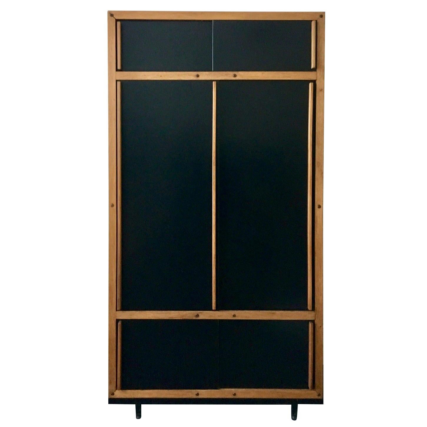 Modernist Cabinet or Armoire in Black by André Sornay, France, Mid-20th Century
