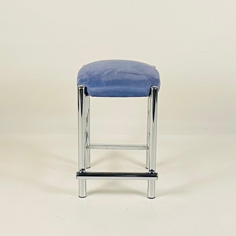 American Modernist Cal-Style Chrome Counter Stools Set of 3