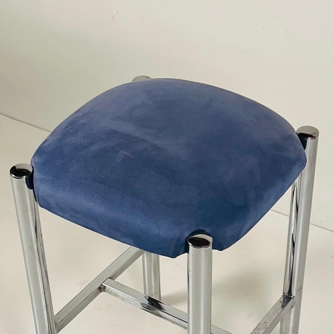 20th Century Modernist Cal-Style Chrome Counter Stools Set of 3