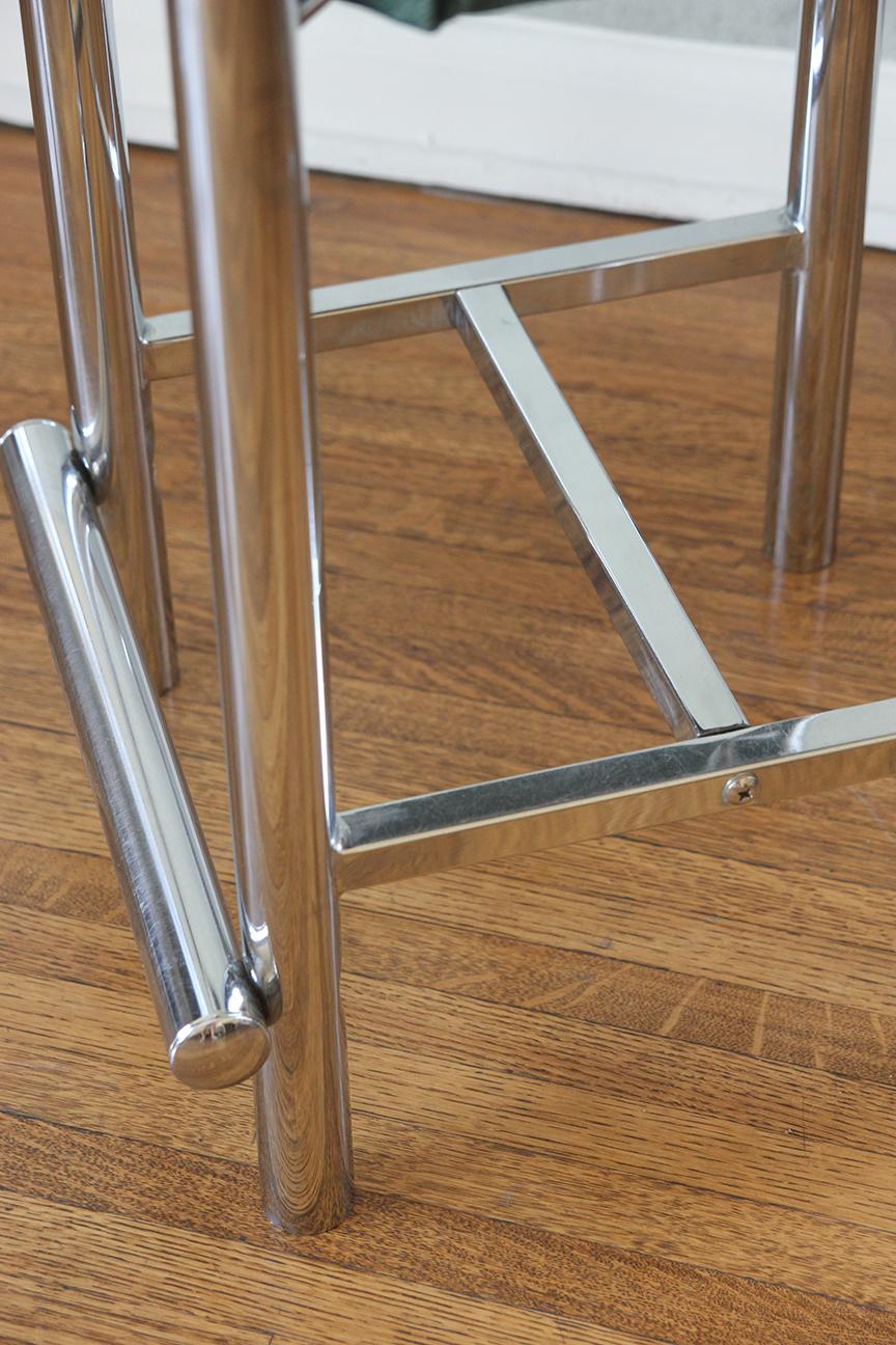 Modernist Cal-Style Chrome Counter Stools Set of 3 For Sale 2