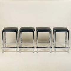 Modernist Cal-Style Chrome Counter Stools Set of 4