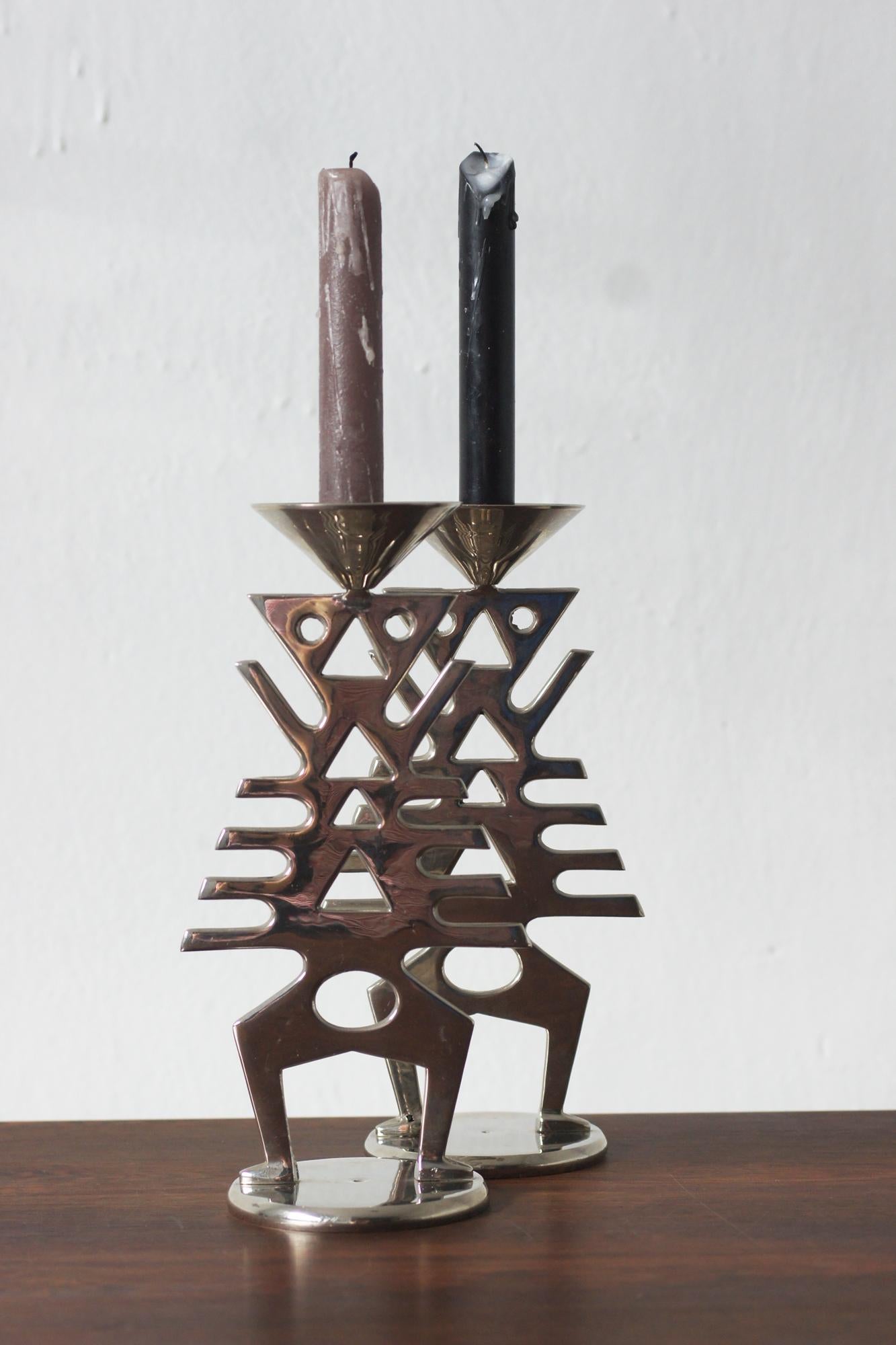 Modernist Candlesticks, 1960s-1970s, Set of 2 Metal en venta