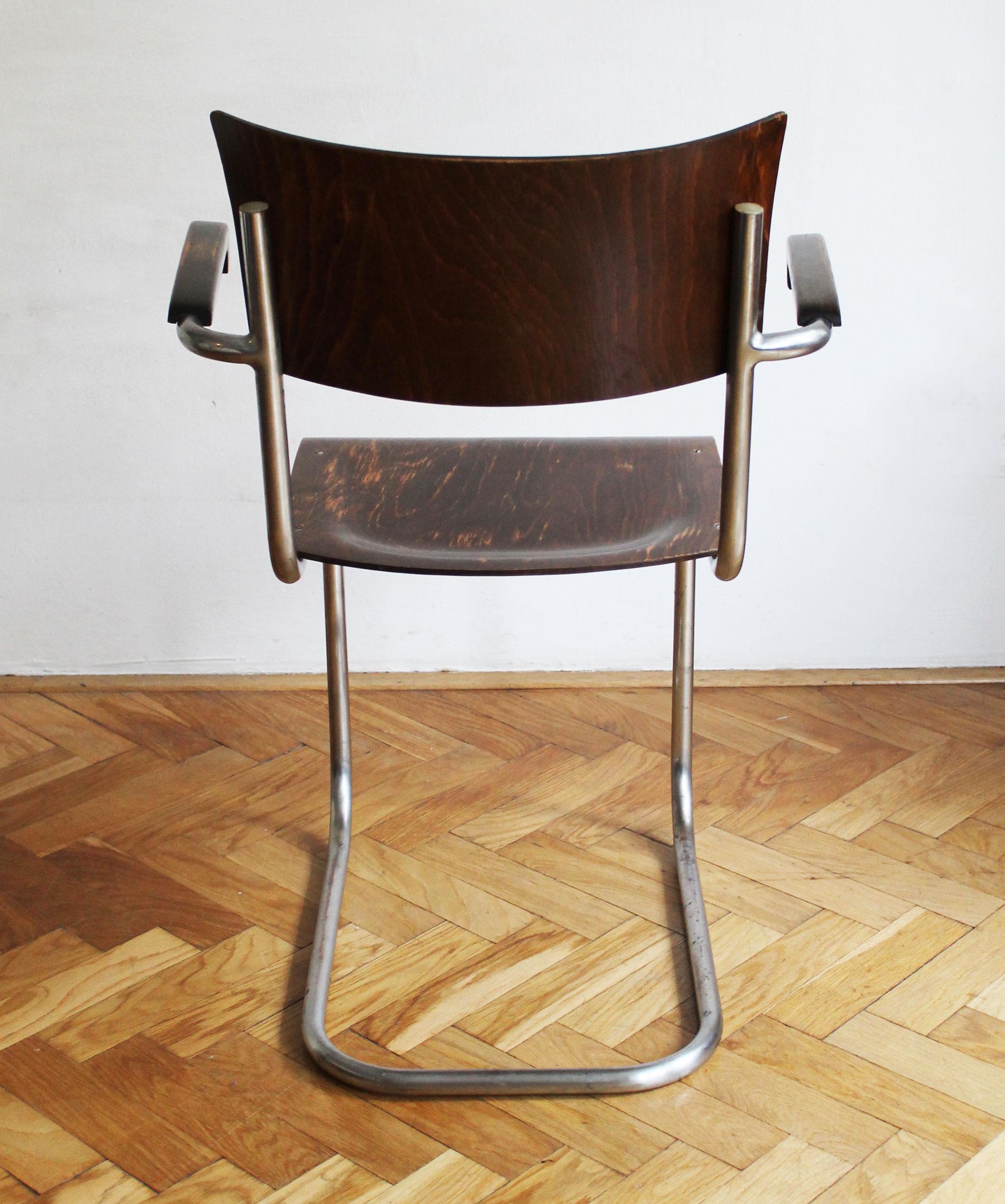 Czech Modernist Cantilevered Armchair by Anton Lorenz For Sale