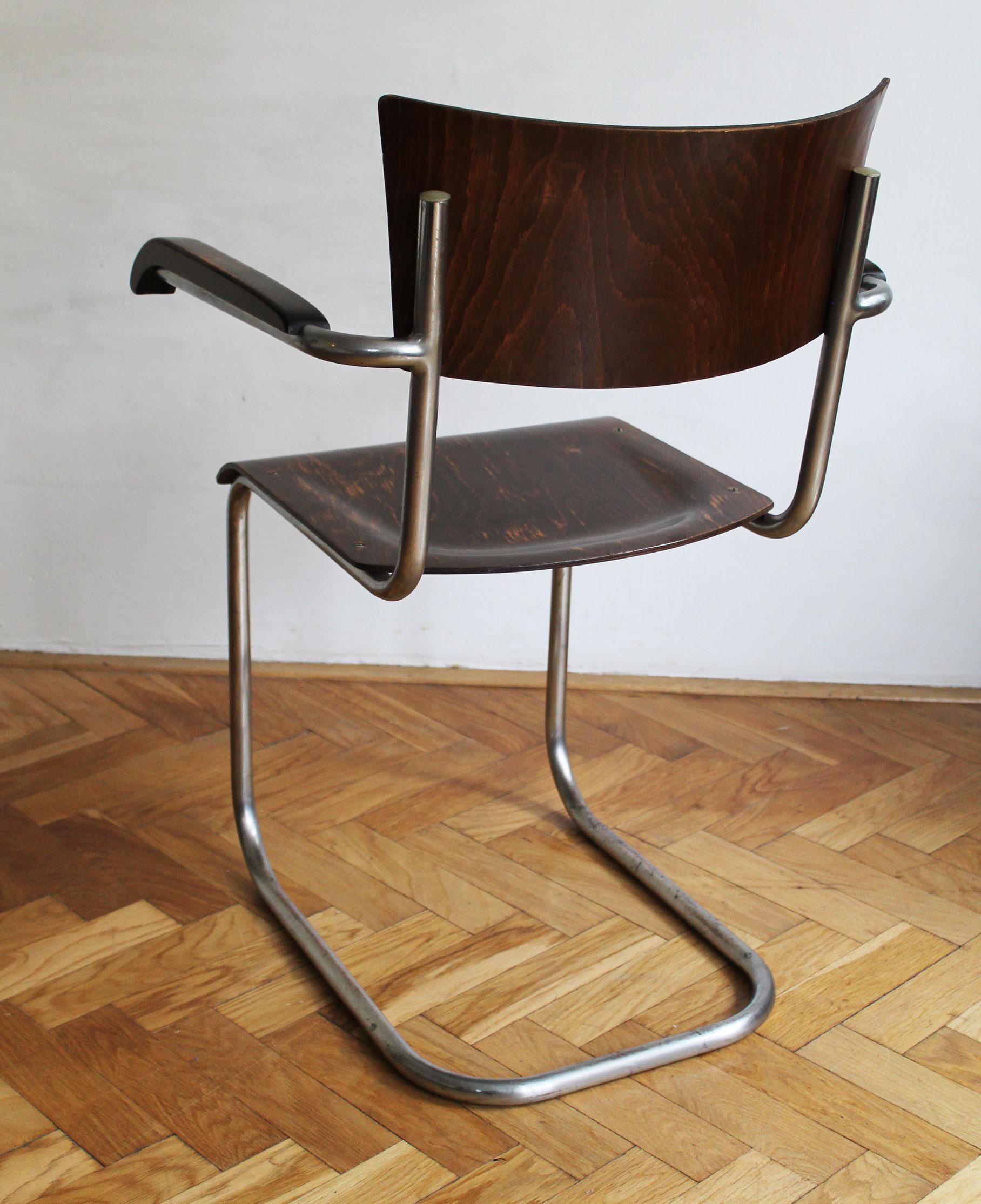 Lacquered Modernist Cantilevered Armchair by Anton Lorenz For Sale