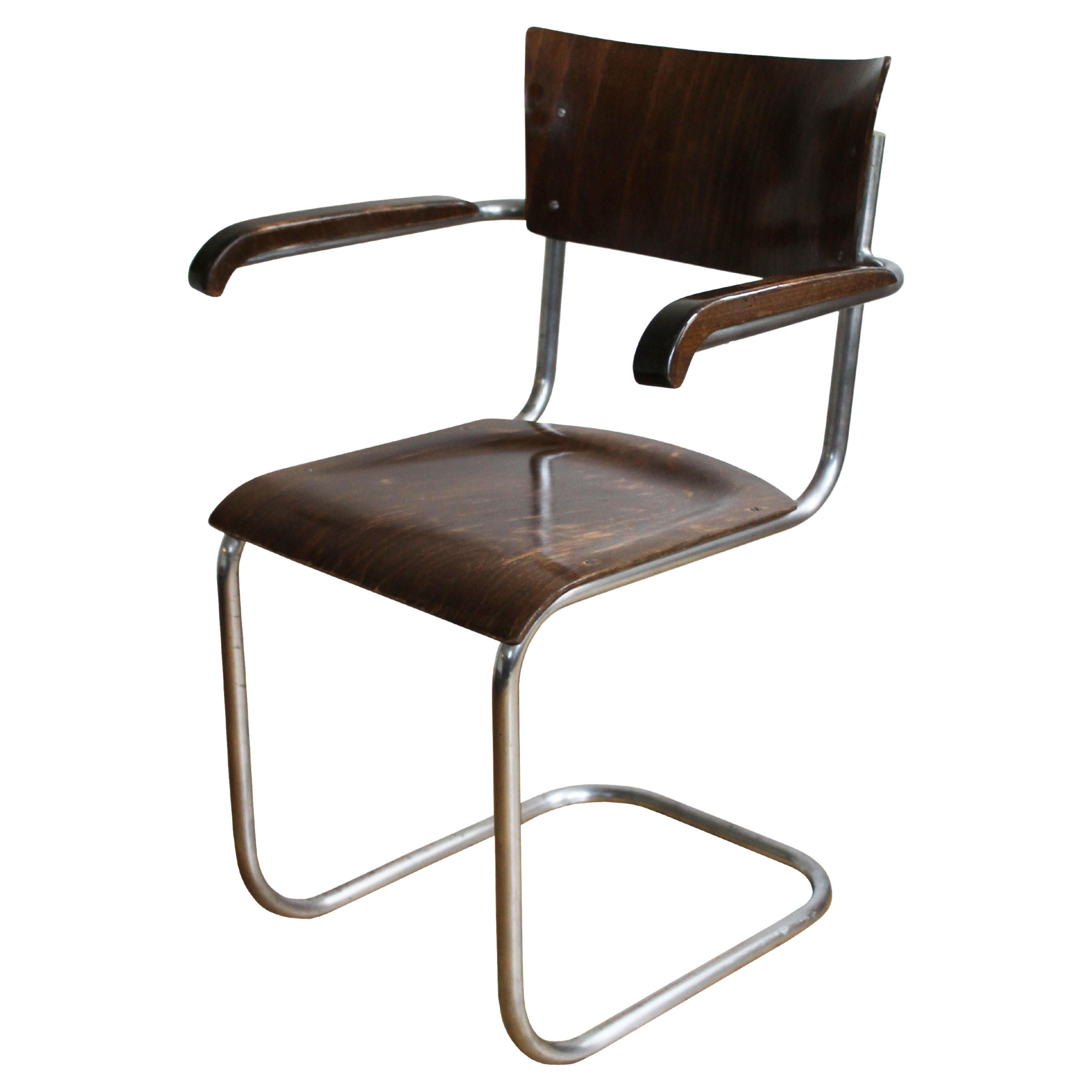 Modernist Cantilevered Armchair by Anton Lorenz For Sale