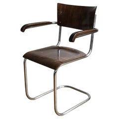 Vintage Modernist Cantilevered Armchair by Anton Lorenz