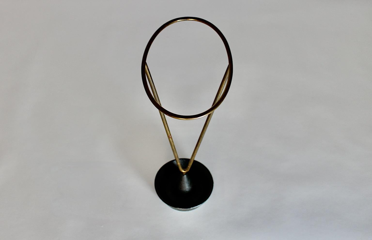 Modernist Carl Auböck Vintage Authentic Brass Black Iron Umbrella Stand, 1950s  For Sale 5