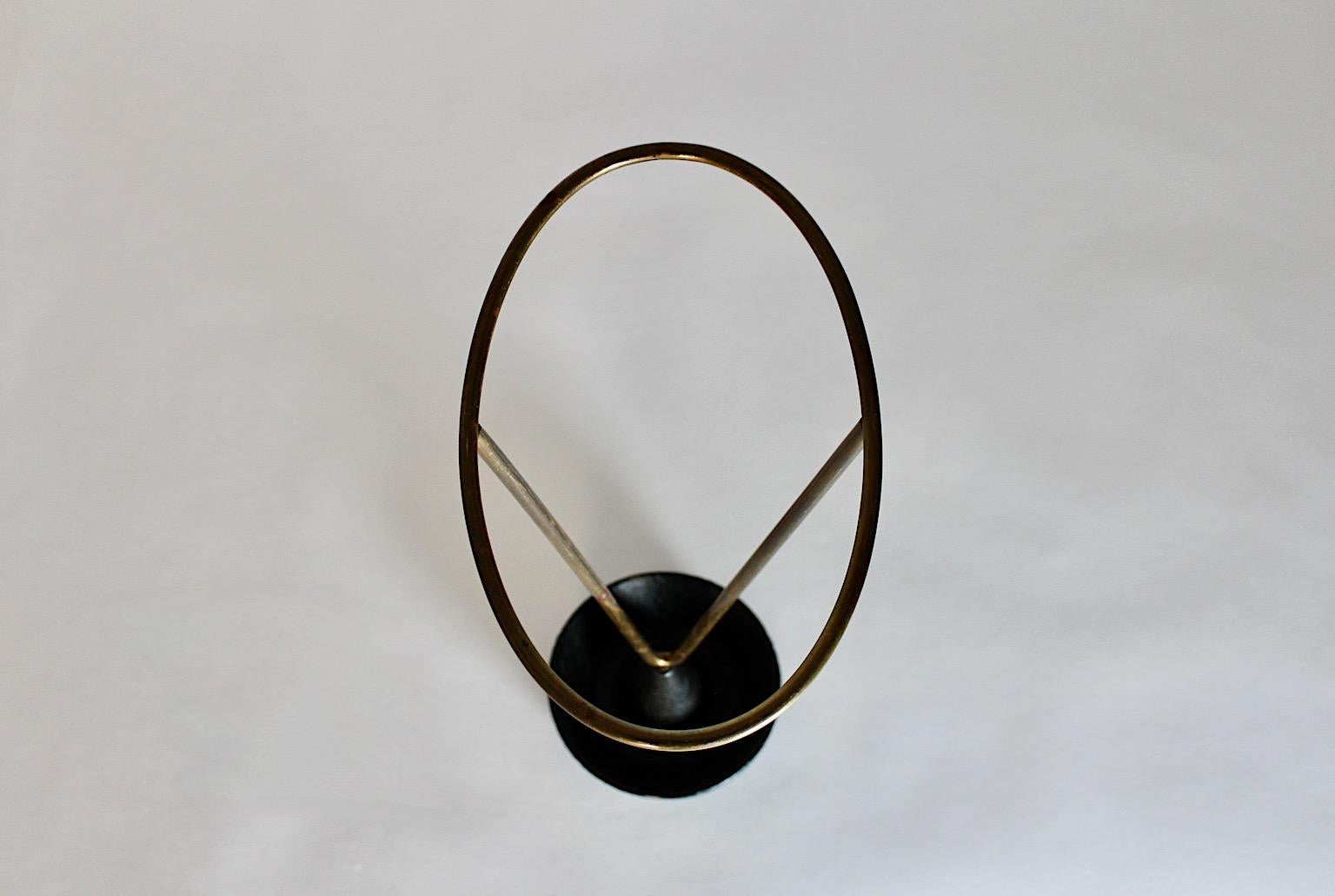 Modernist Carl Auböck Vintage Authentic Brass Black Iron Umbrella Stand, 1950s  For Sale 6