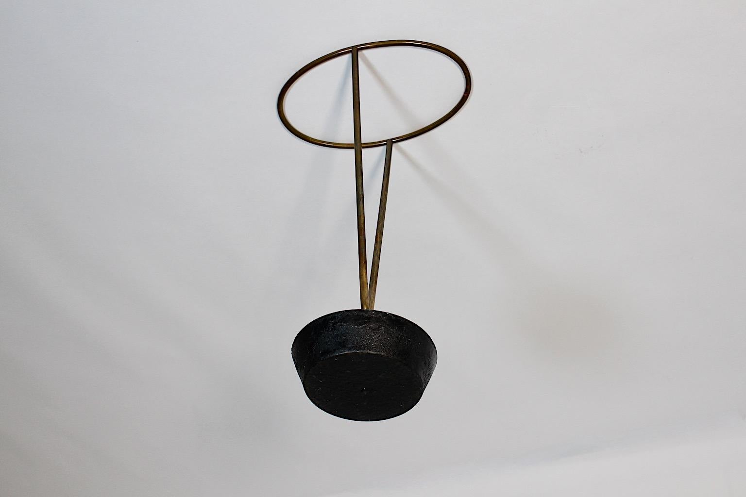 Modernist Carl Auböck Vintage Authentic Brass Black Iron Umbrella Stand, 1950s  For Sale 9
