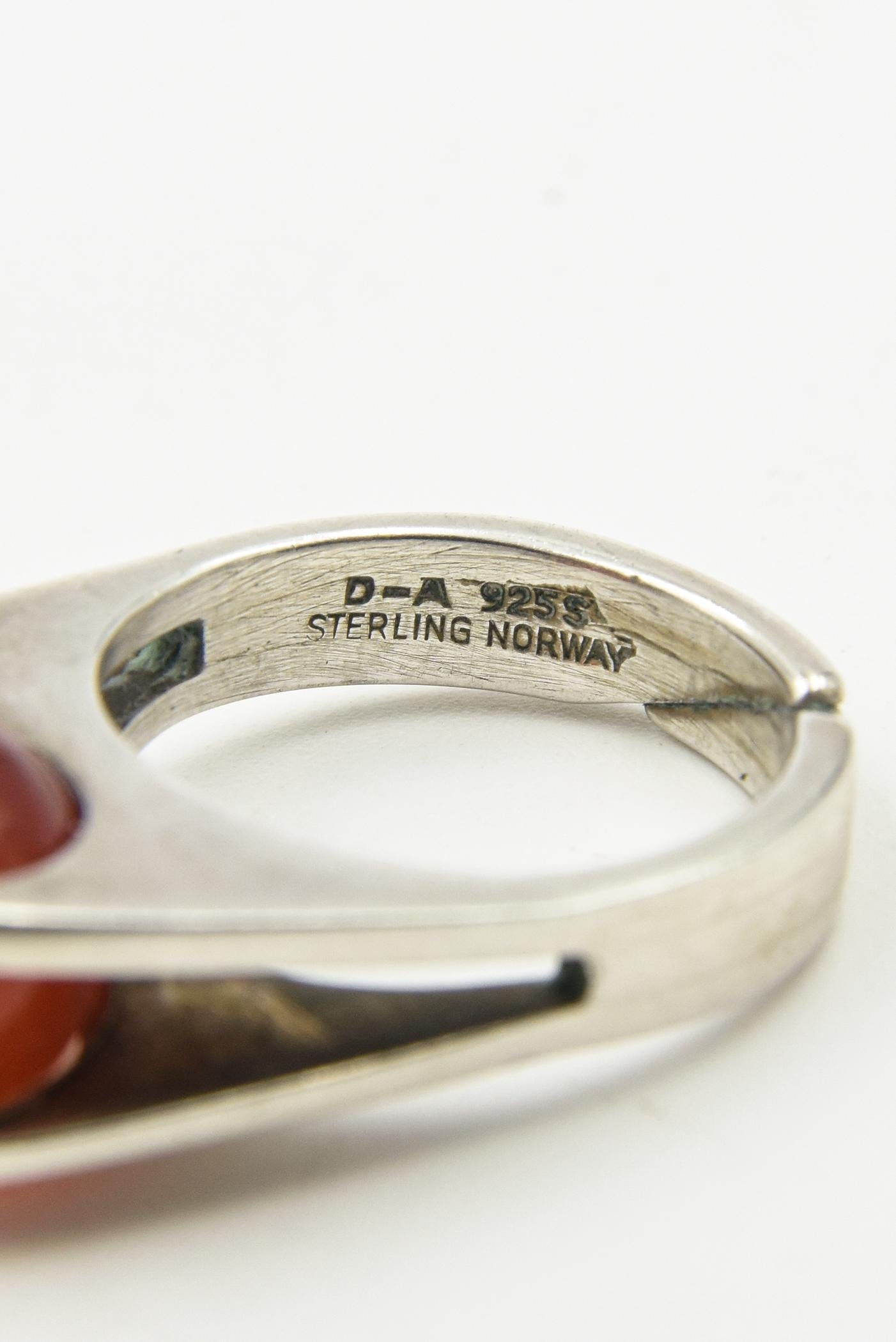Modernist Carnelian Ball Sterling Silver Ring by David Andersen 2