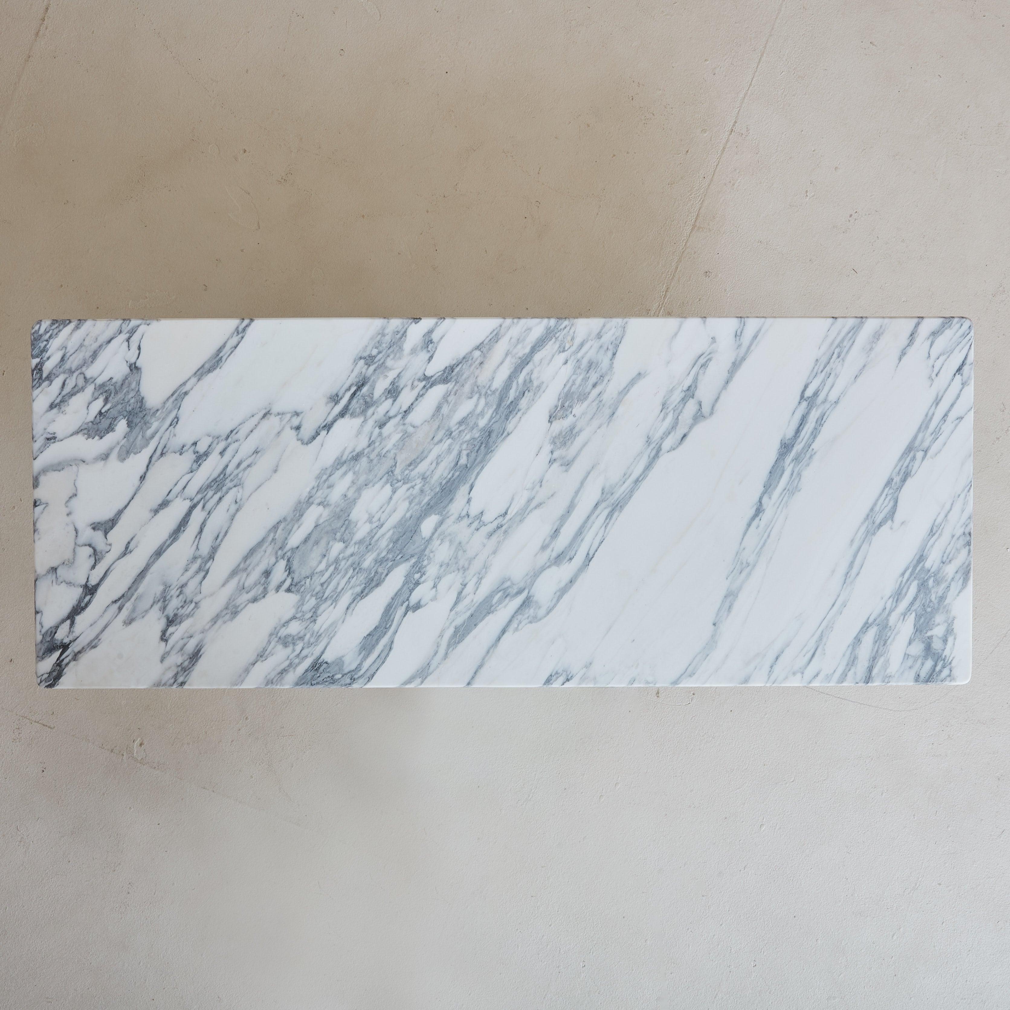 French Modernist Carrara Marble Coffee Table, France 1950s For Sale