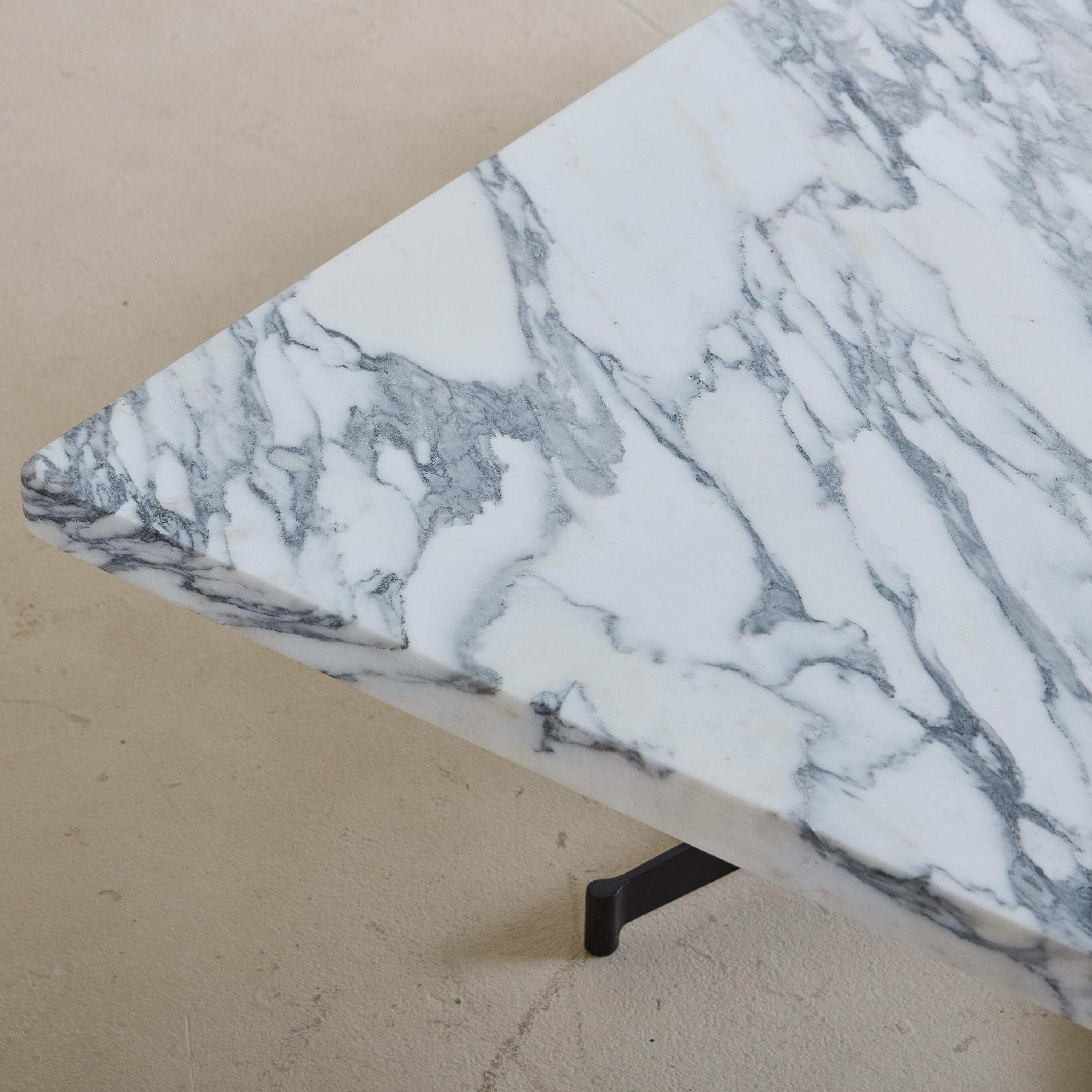 Mid-20th Century Modernist Carrara Marble Coffee Table, France 1950s For Sale