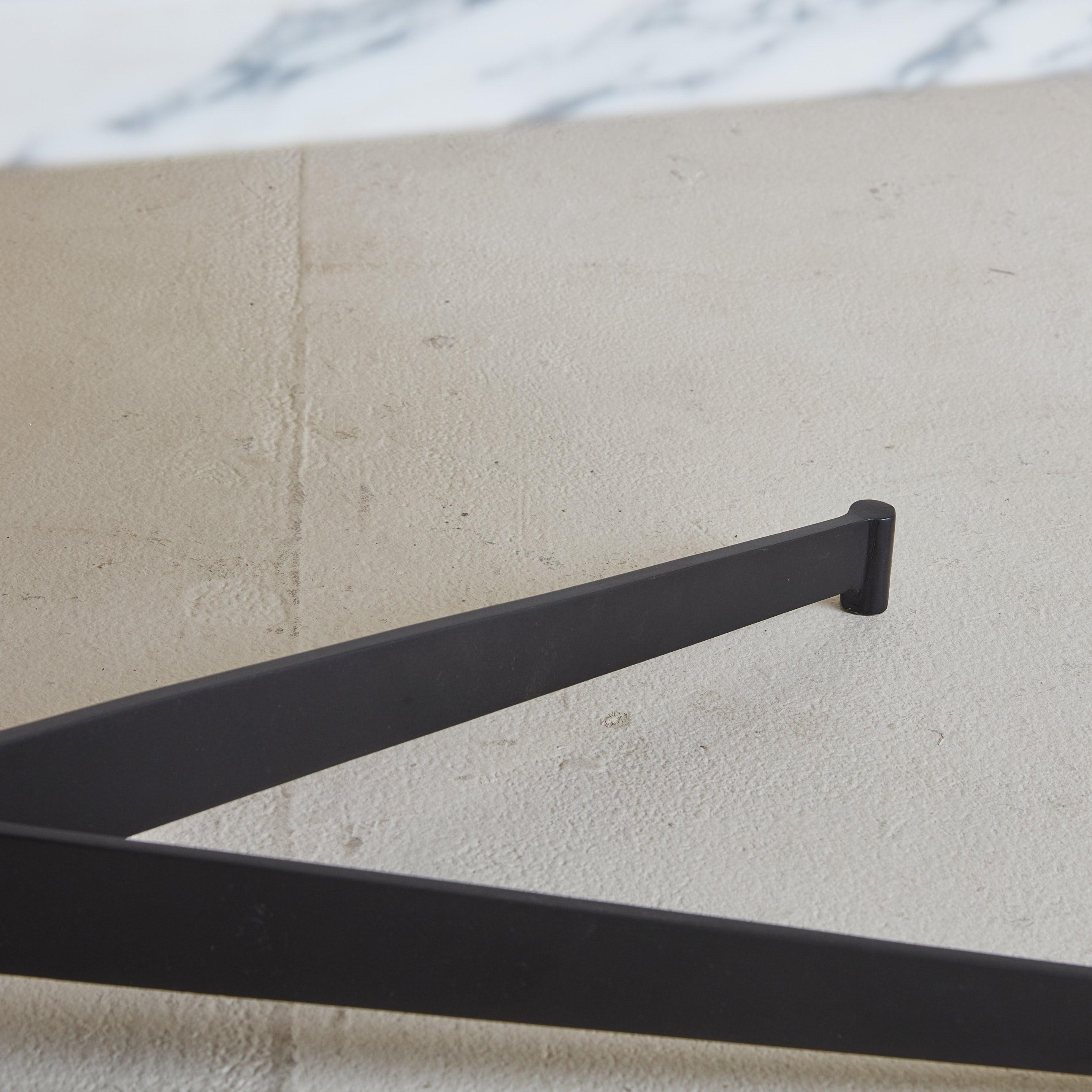 Iron Modernist Carrara Marble Coffee Table, France 1950s For Sale