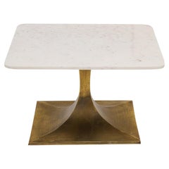 Retro Modernist Carrara Marble French Side Table
