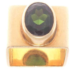 Modernist Cartier Dinh Van Green Toumaline Gold Ring