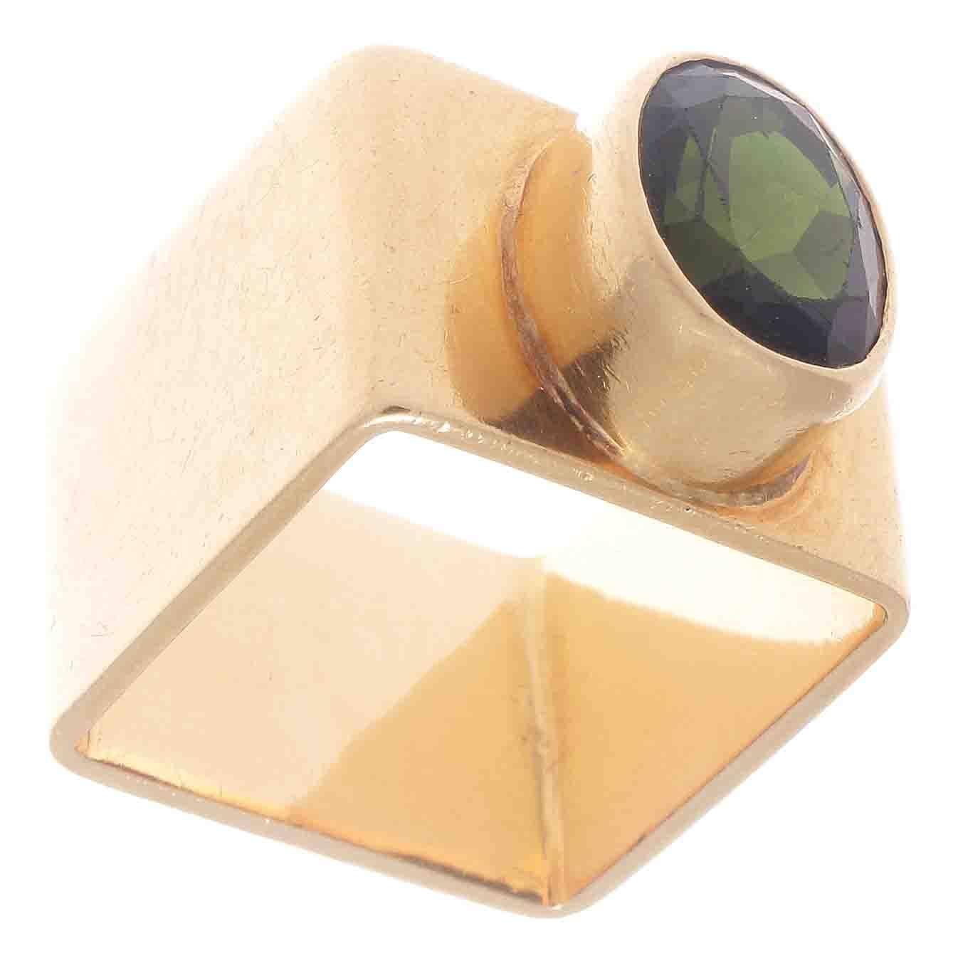 Modernist Cartier Dinh Van Green Toumaline Gold Ring