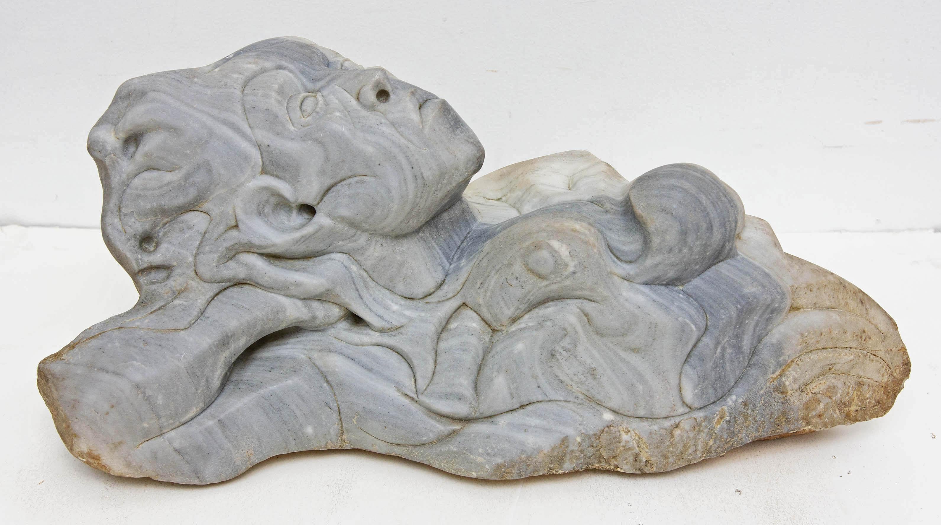 Modernist Carved Sandstone Figural Sculpture In Good Condition For Sale In Rochester, NY