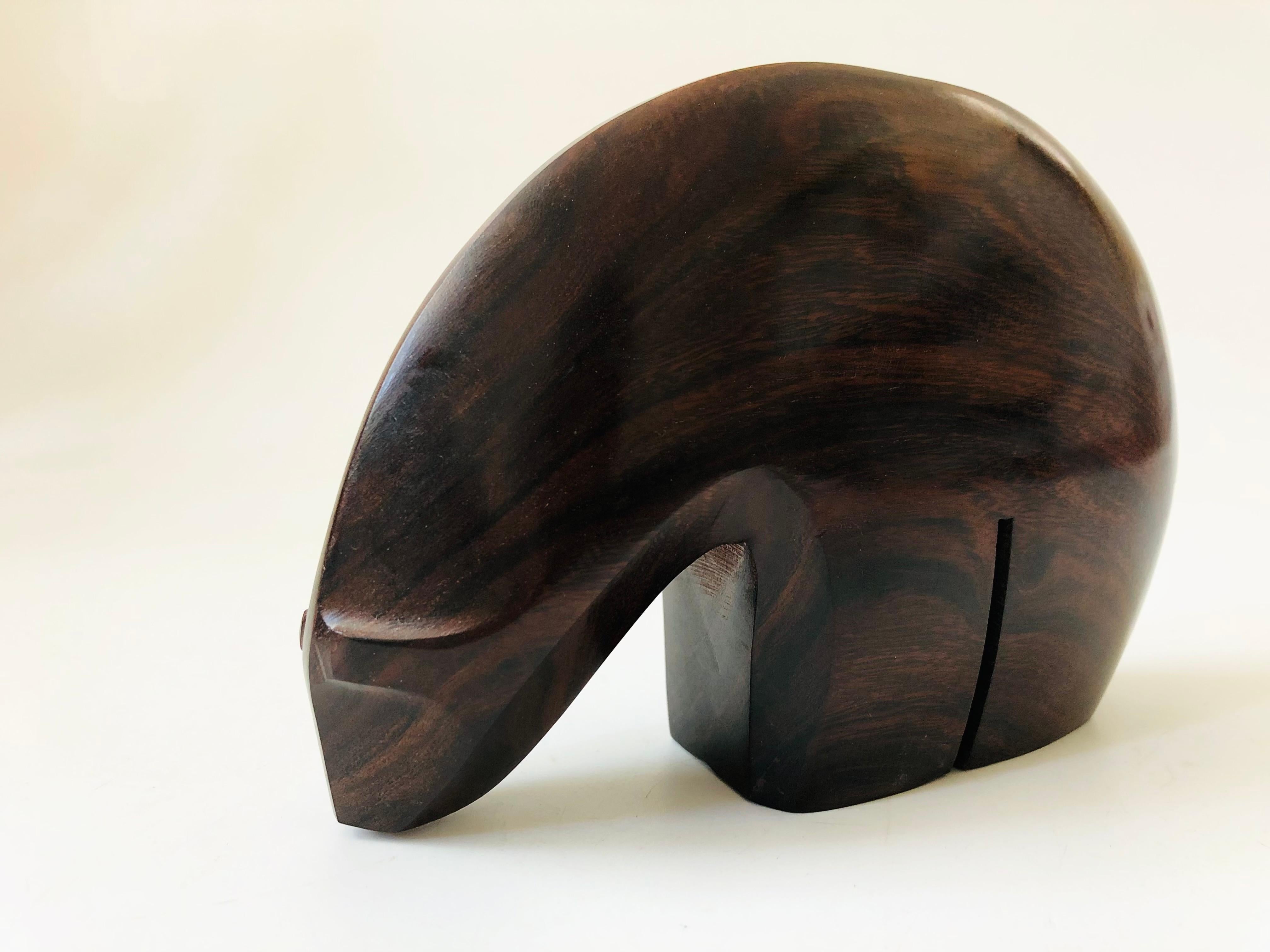 Organic Modern Modernist Carved Wood Bear
