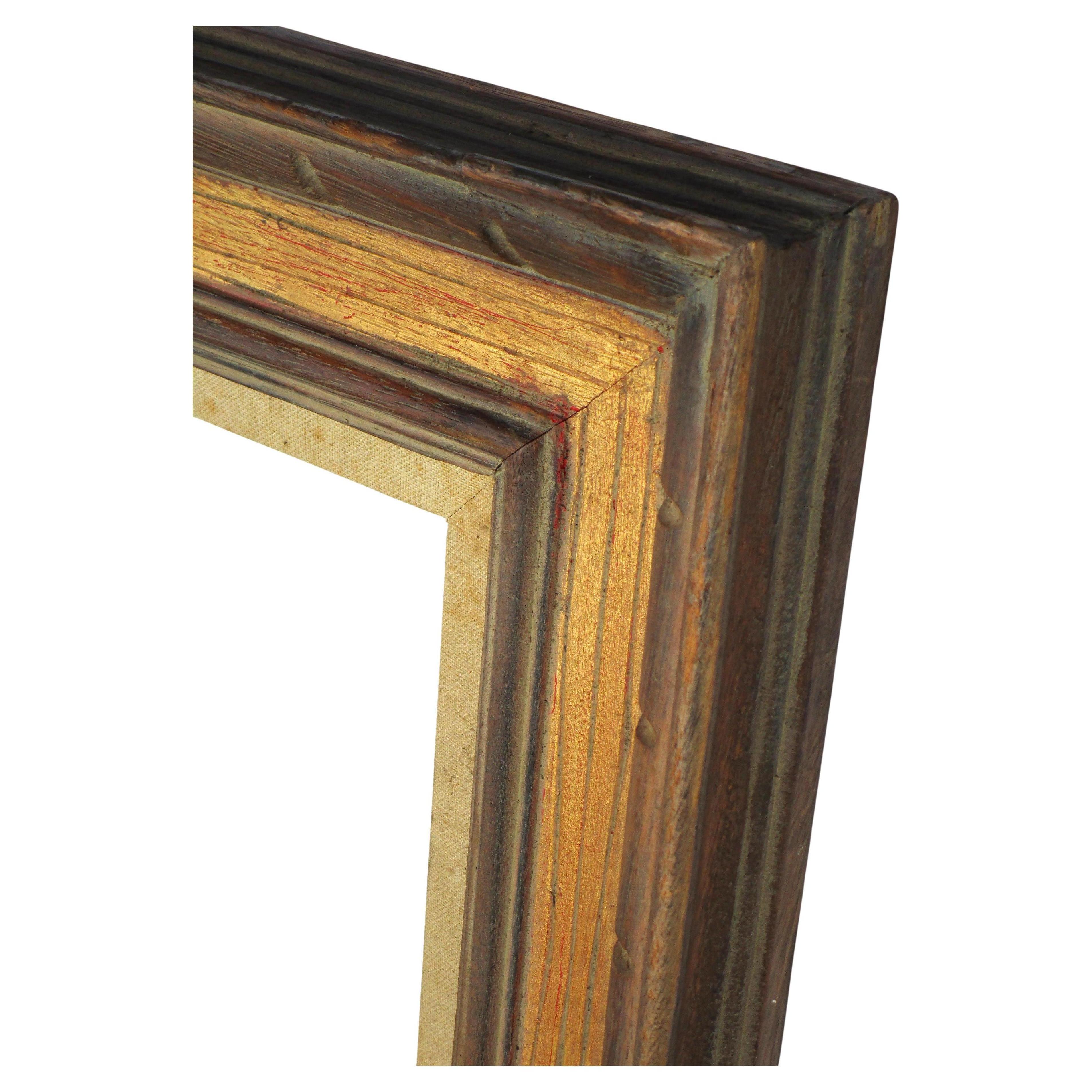 Mid-Century Modern Modernist Carved Wood & Gilded Picture Frame - Los Angeles Frame Co. - 1960's For Sale