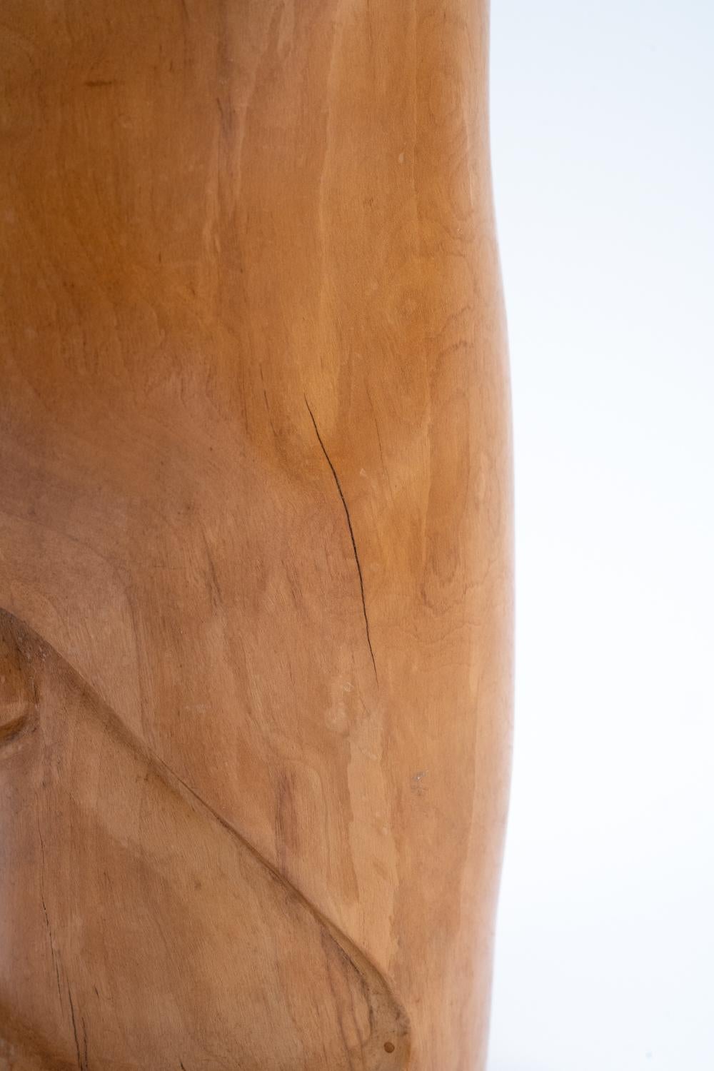 Modernist Carved Wooden Head, Man with Helmet For Sale 3