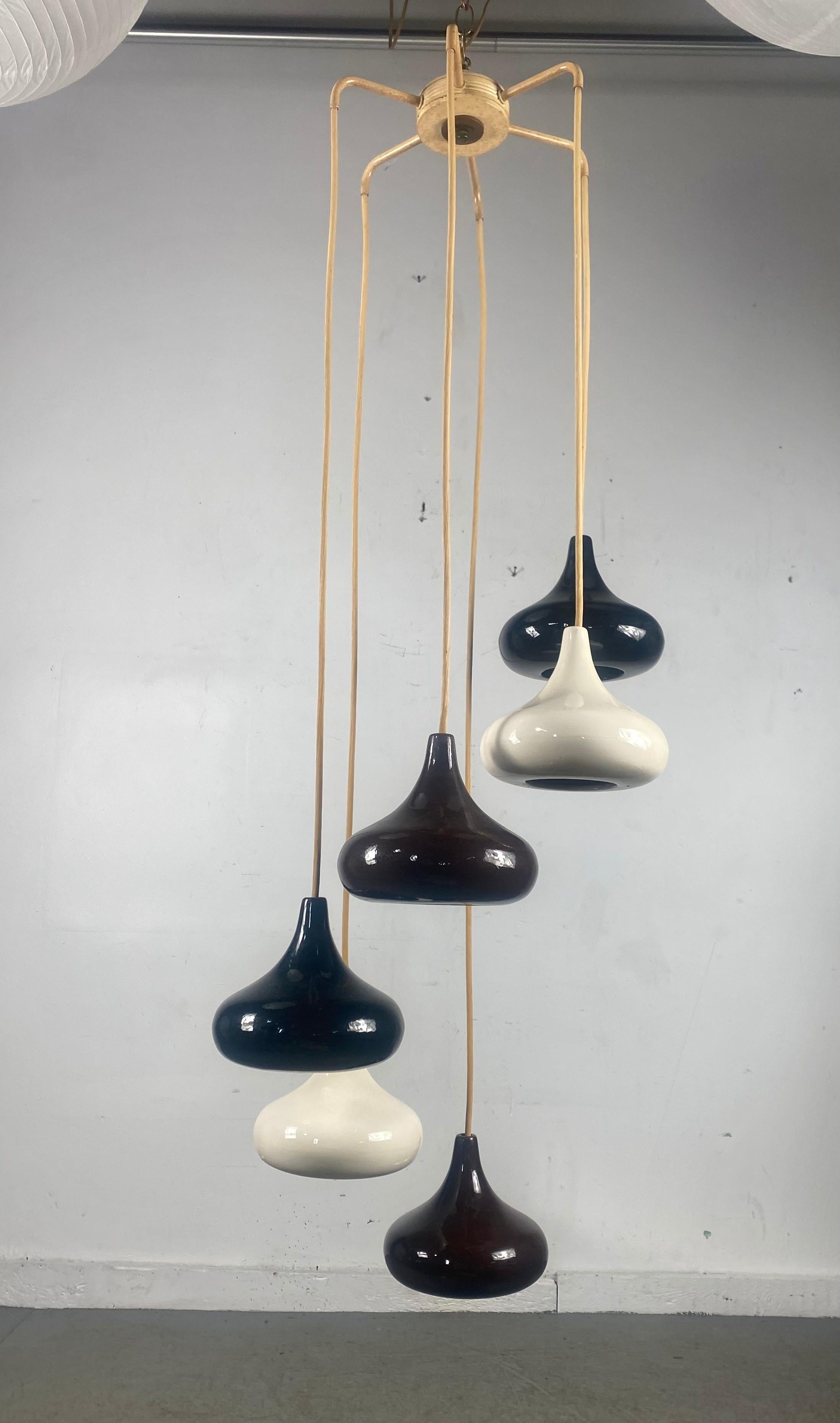 Modernist Cascading Ceramic Pottery Hanging Pendant Lamp / Italy 4