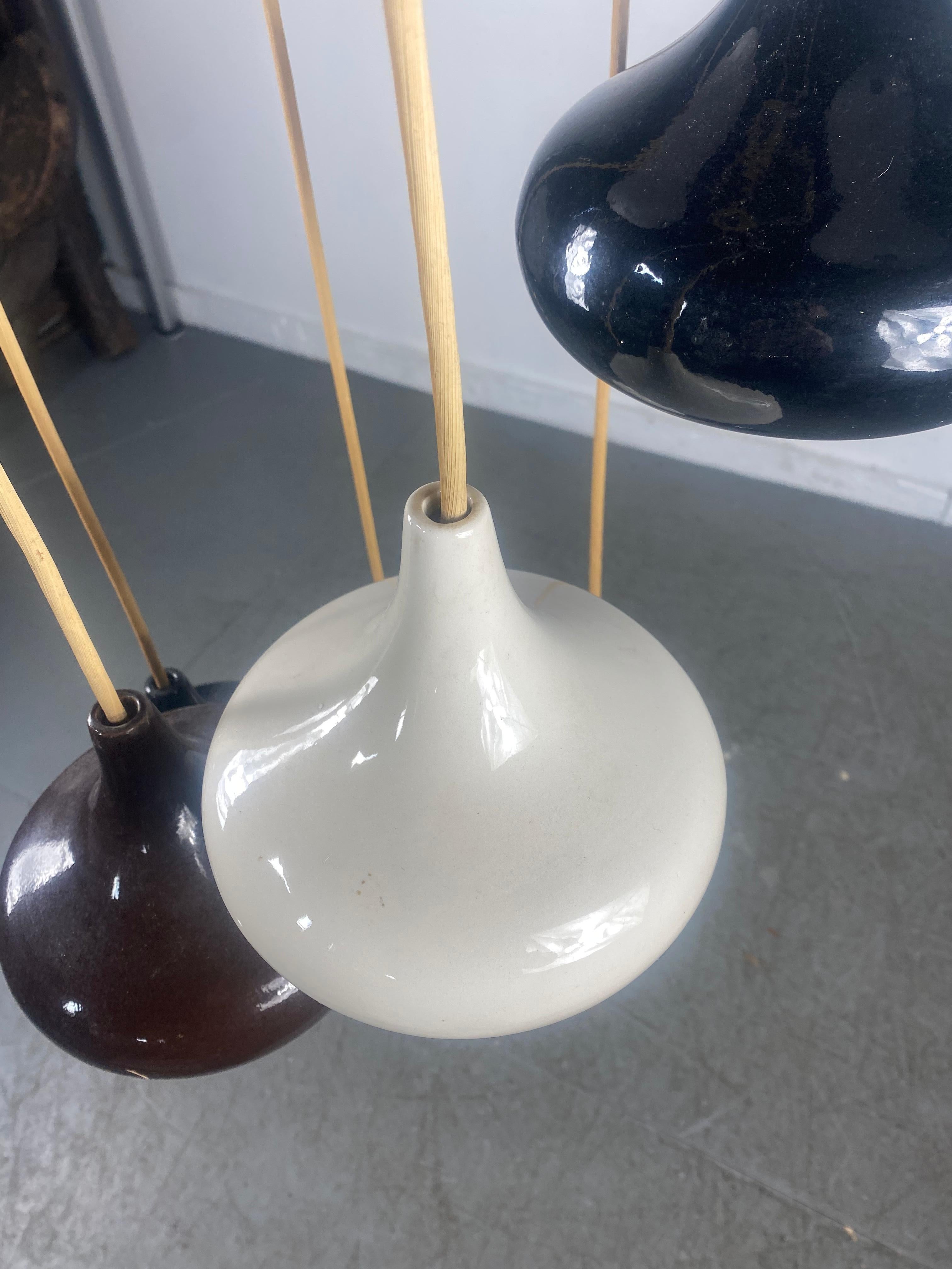 Modernist Cascading Ceramic Pottery Hanging Pendant Lamp / Italy 2