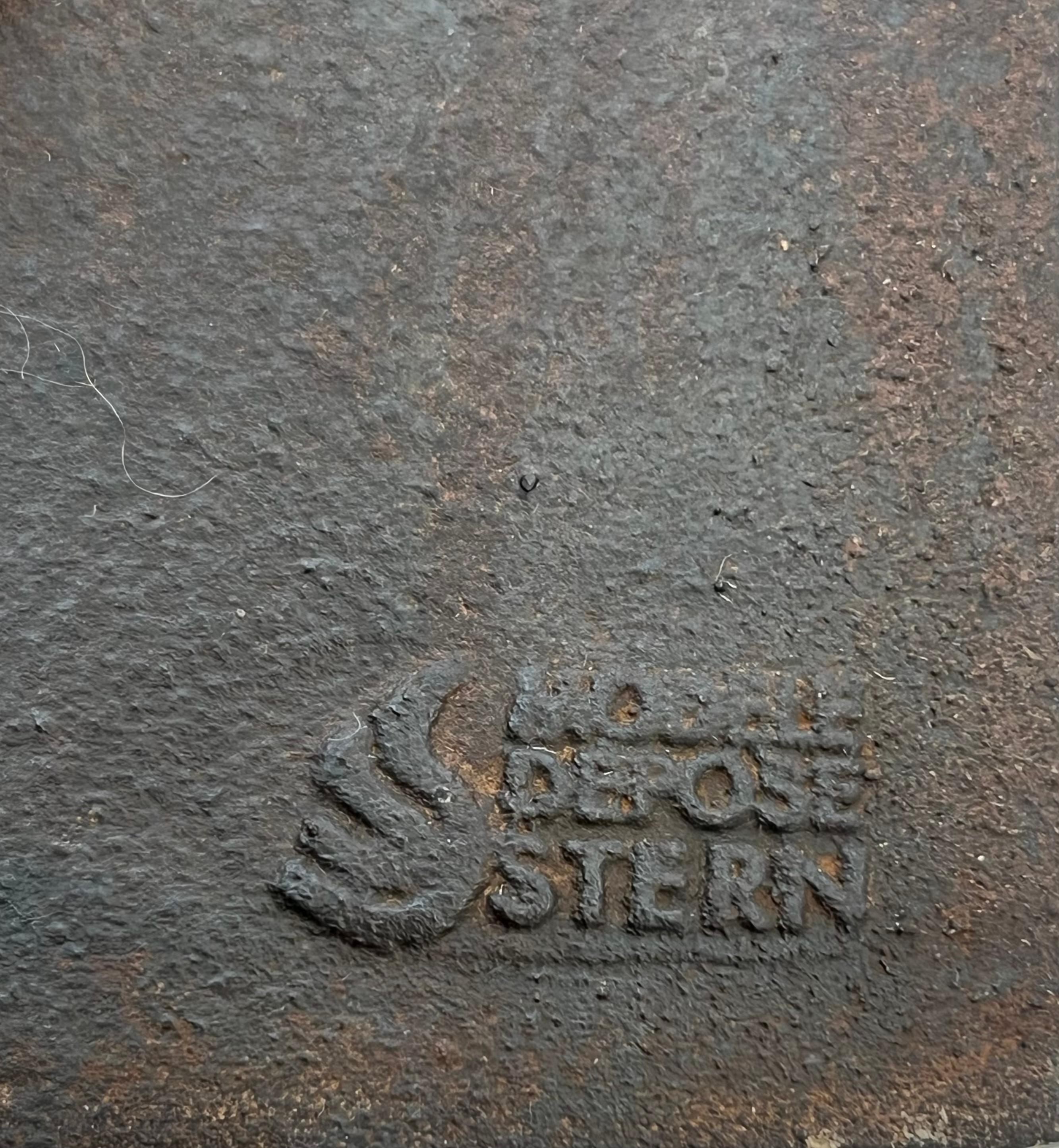 Modernist Cast Iron Fireback Representing a Woman with a Scythe & Ears of Wheat For Sale 4