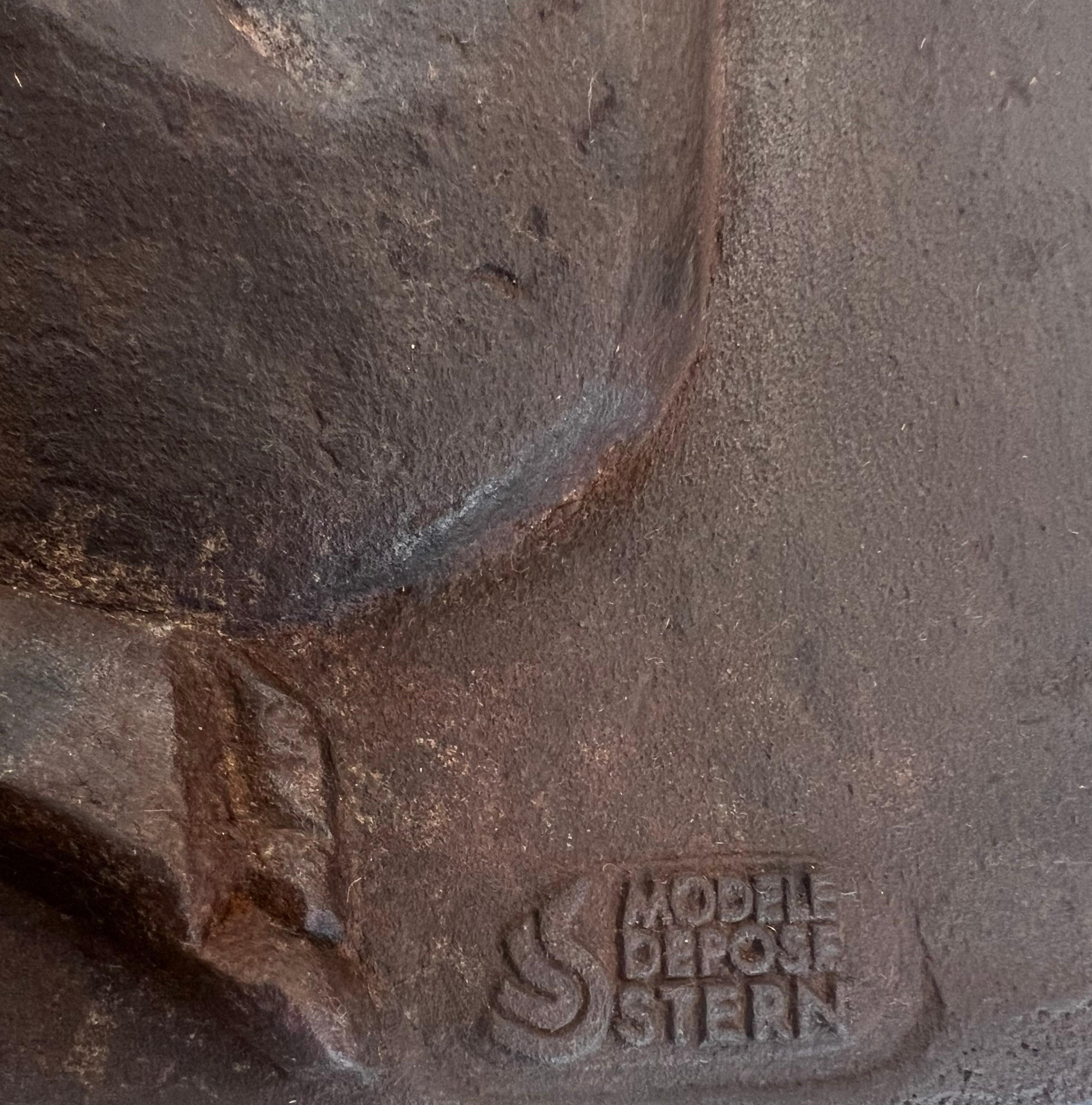 Modernist Cast Iron Fireback Representing Adam and Eve, The Apple And The Snake. For Sale 5