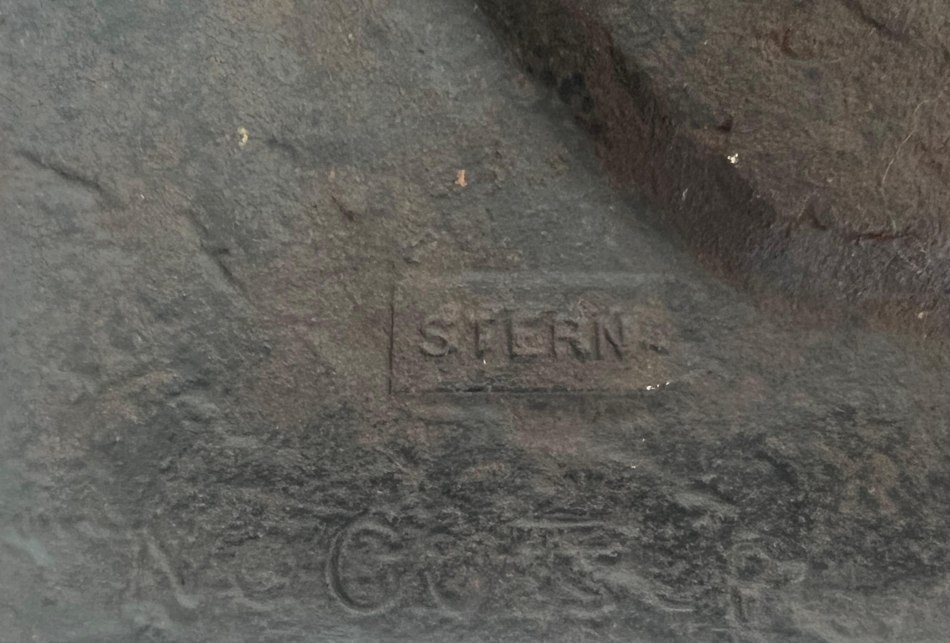 Modernist Cast Iron Fireback Representing Adam and Eve, the Apple and the Snake. For Sale 8