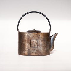 Modernist Cast Iron Teapot – Minimal Bauhaus Style, France 1940s