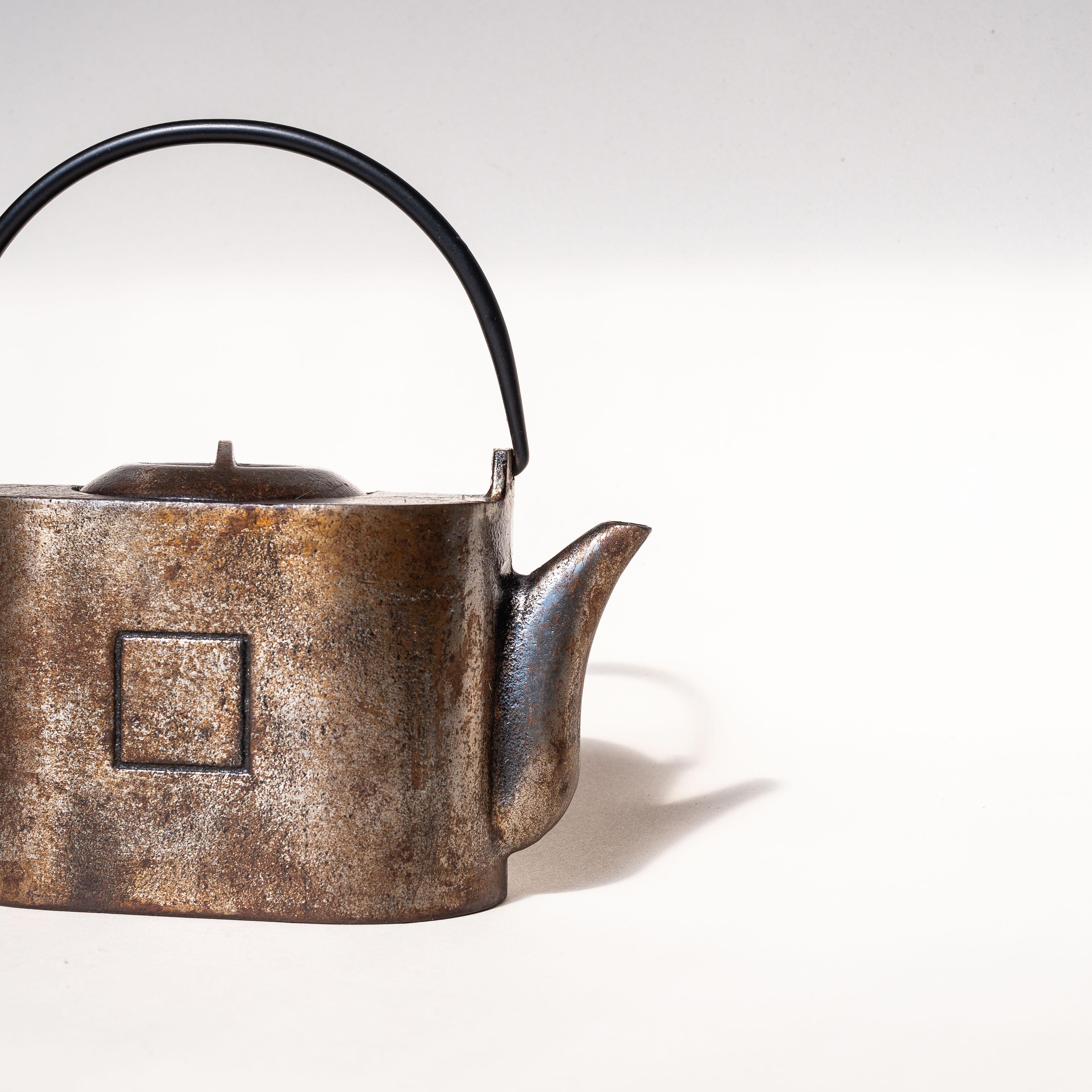 20th Century Modernist Cast Iron Teapot – Minimal Bauhaus Style, France 1940s For Sale