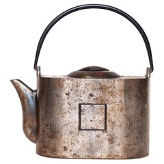 Modernist Cast Iron Teapot – Minimal Bauhaus Style, France 1940s