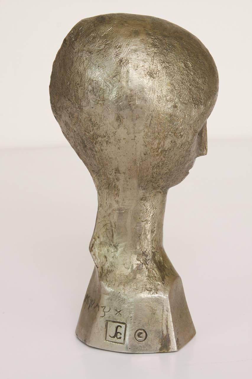 Mid-Century Modern Modernist Cast Metal Bronze Finish Bust Sculpture