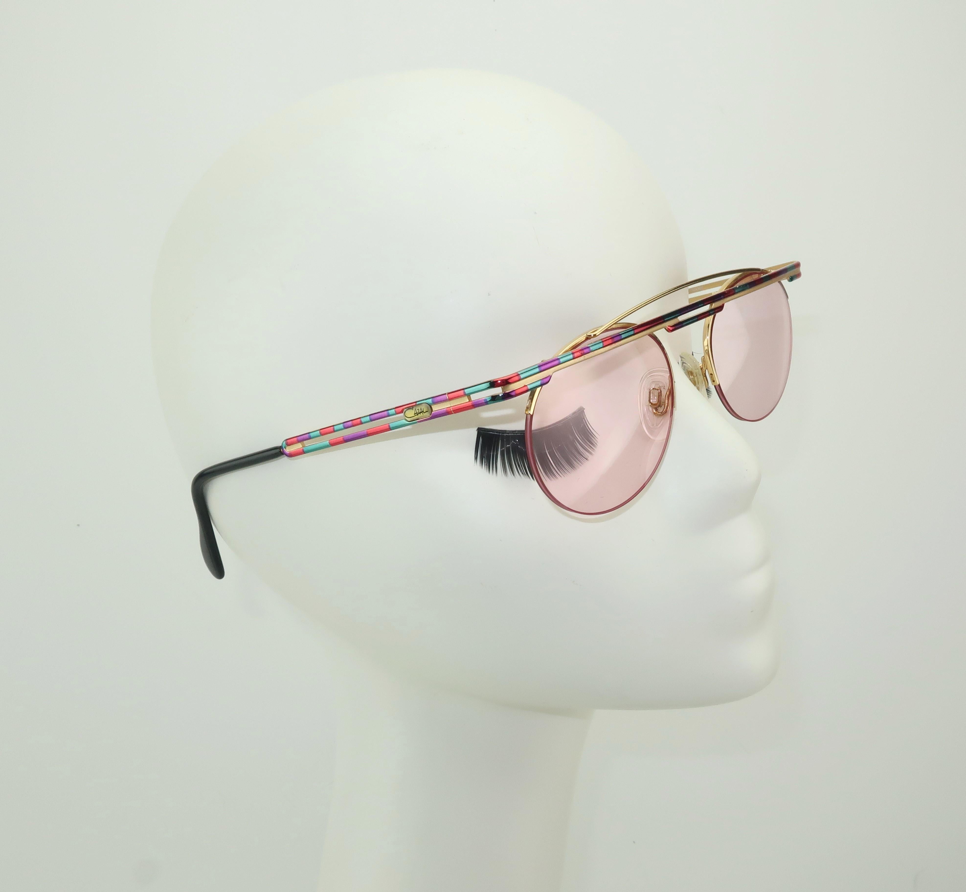 Gray Modernist Cazal Sculptural Pink Sunglasses