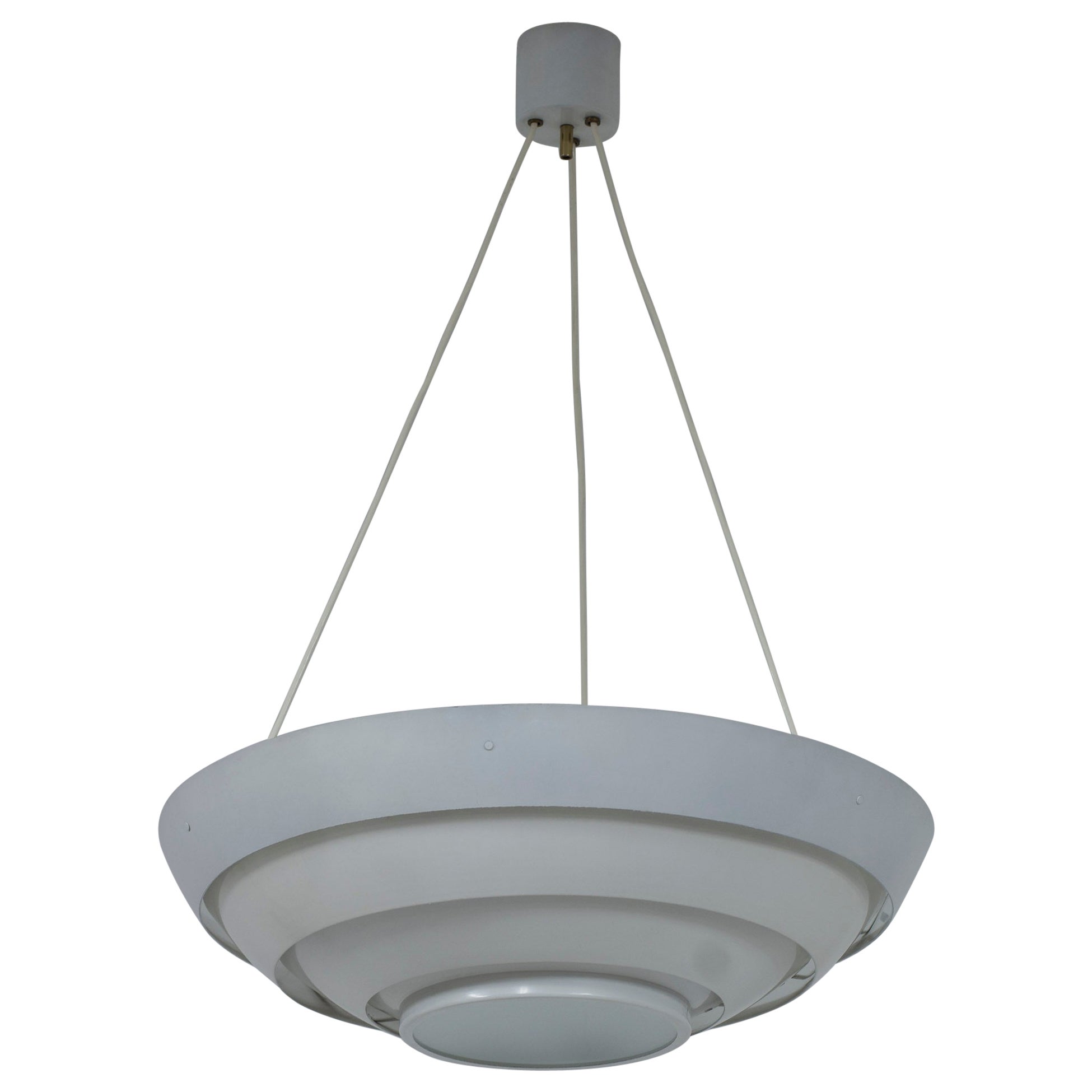 Modernistische Deckenleuchte der Moderne von Hans-Agne Jakobsson, Glas und Metall, 1950er Jahre