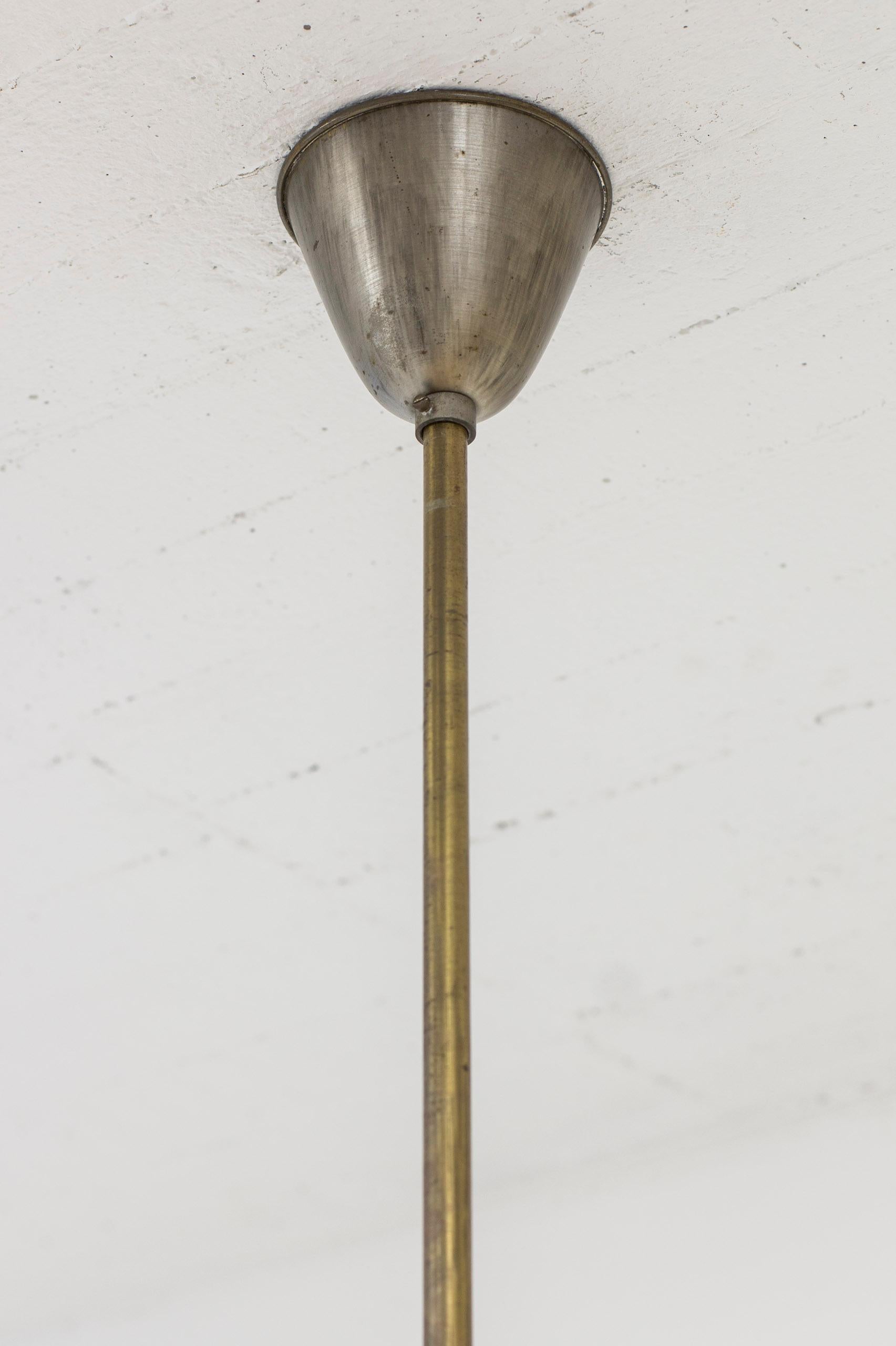 Modernist ceiling lamp in brass and opal glass by ASEA belysning, Sweden, 1930s 4