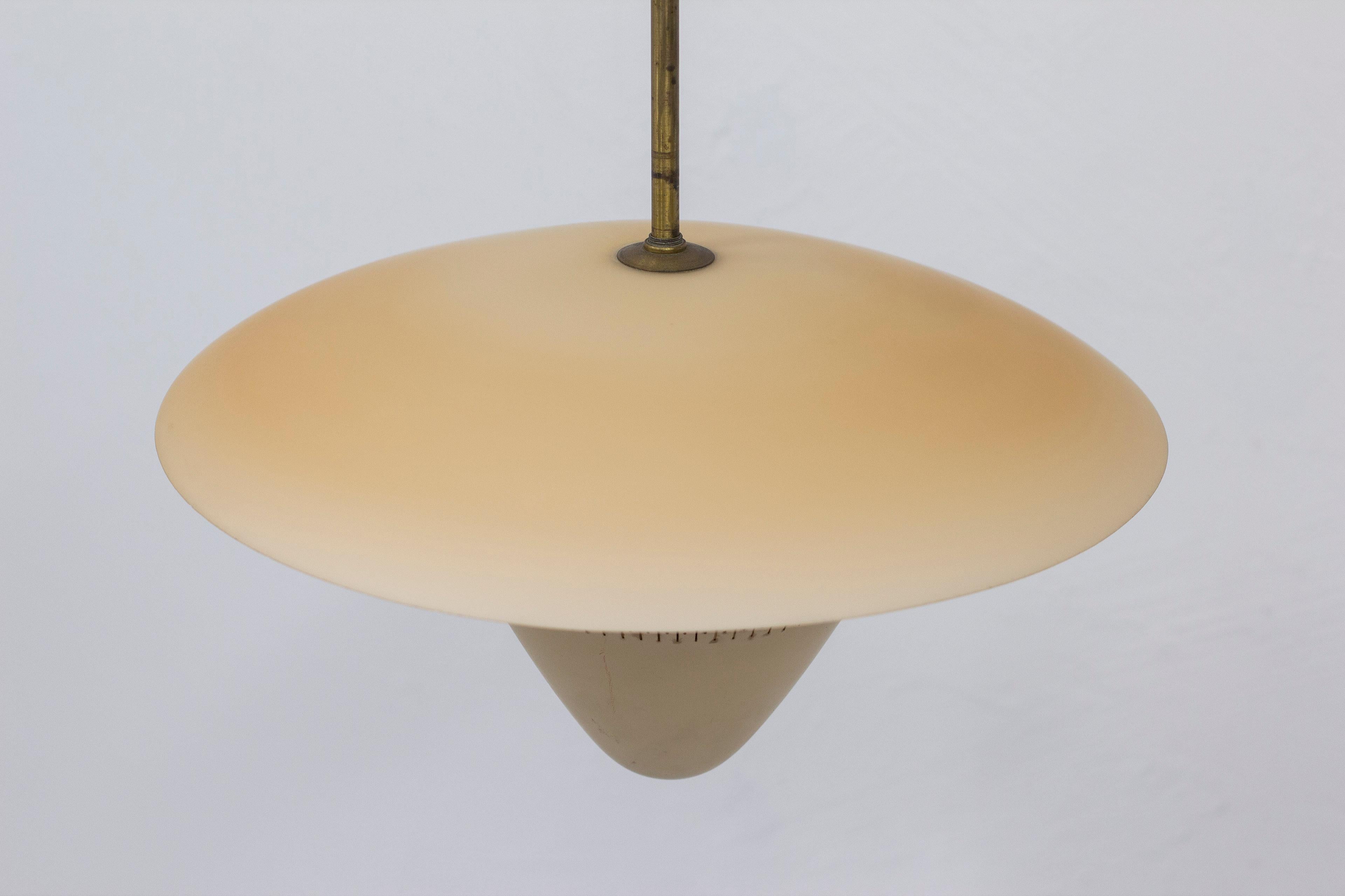 Modernist ceiling lamp in brass and opal glass by ASEA belysning, Sweden, 1930s 5