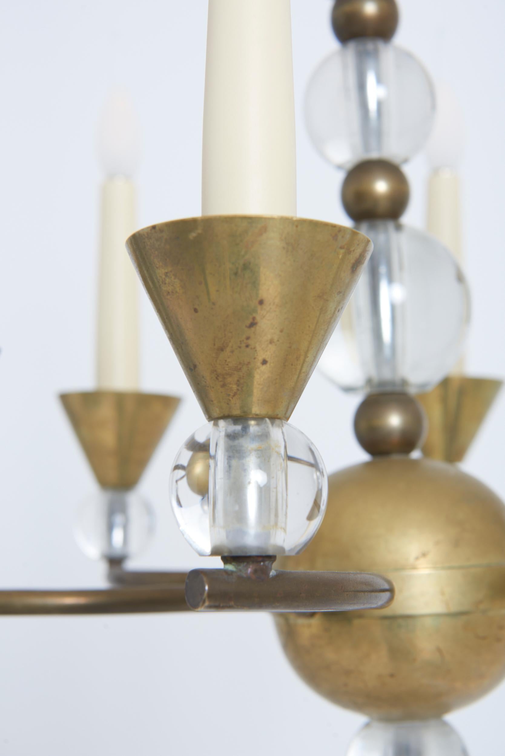 Brass Modernist Ceiling Light by Jacques Adnet (1900-1984) For Sale