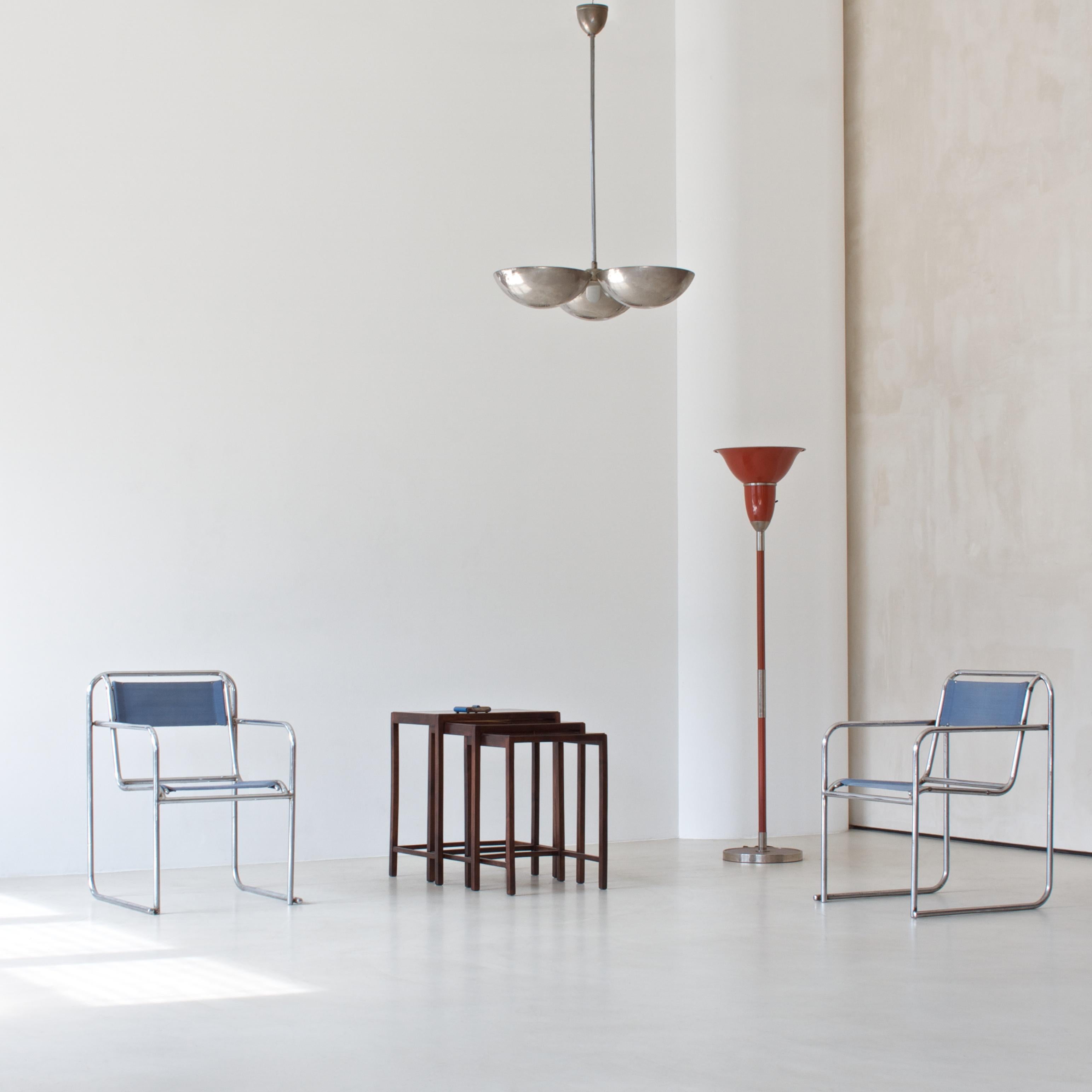 Modernist Ceiling Light With Three Plated Brass Shades, Customizable In New Condition For Sale In Berlin, DE