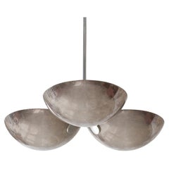 Modernist Ceiling Light With Three Plated Brass Shades, Customizable