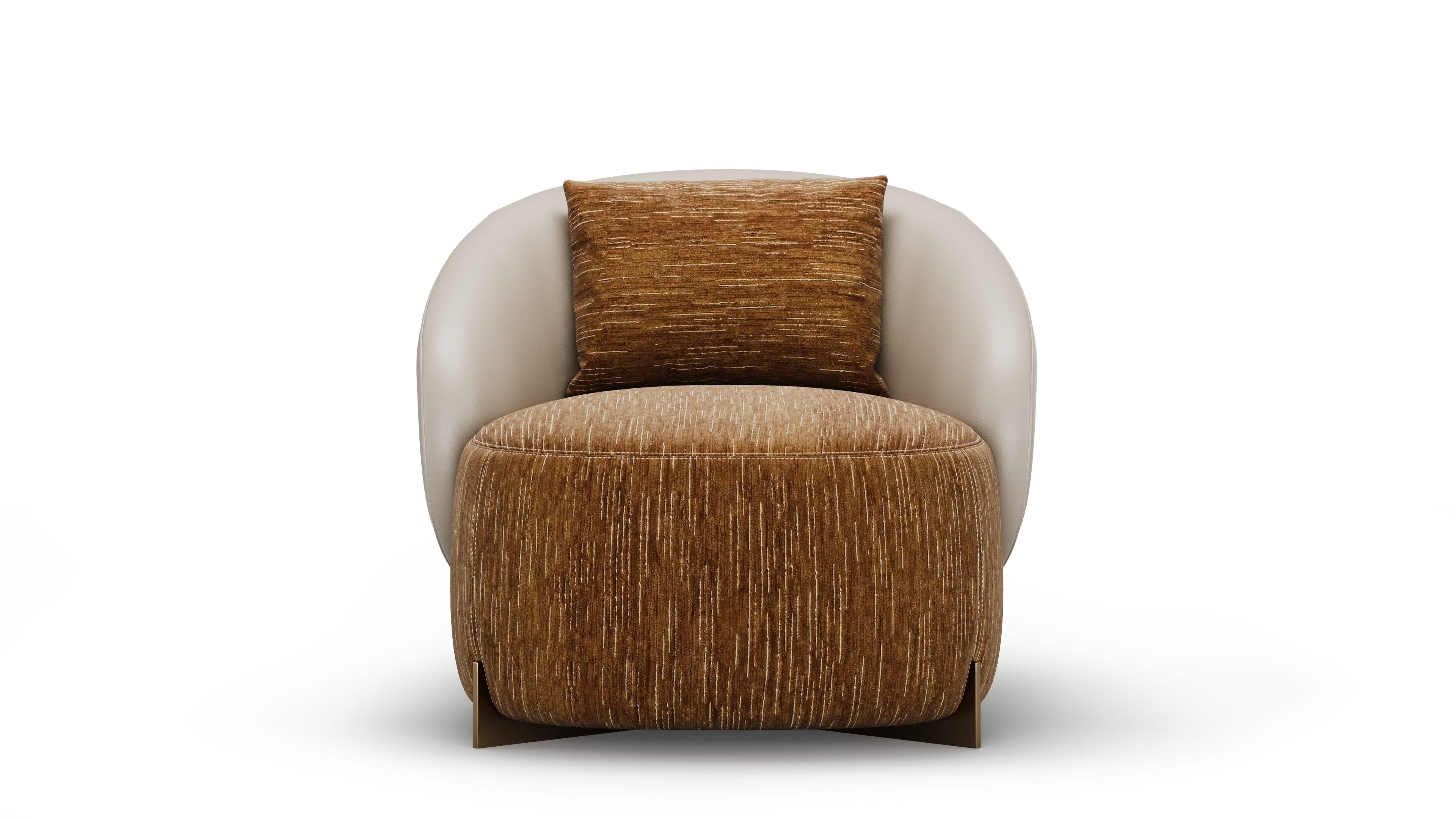Modernistischer Celestia-Sessel mit reich strukturiertem Samtbezug (Portugiesisch) im Angebot
