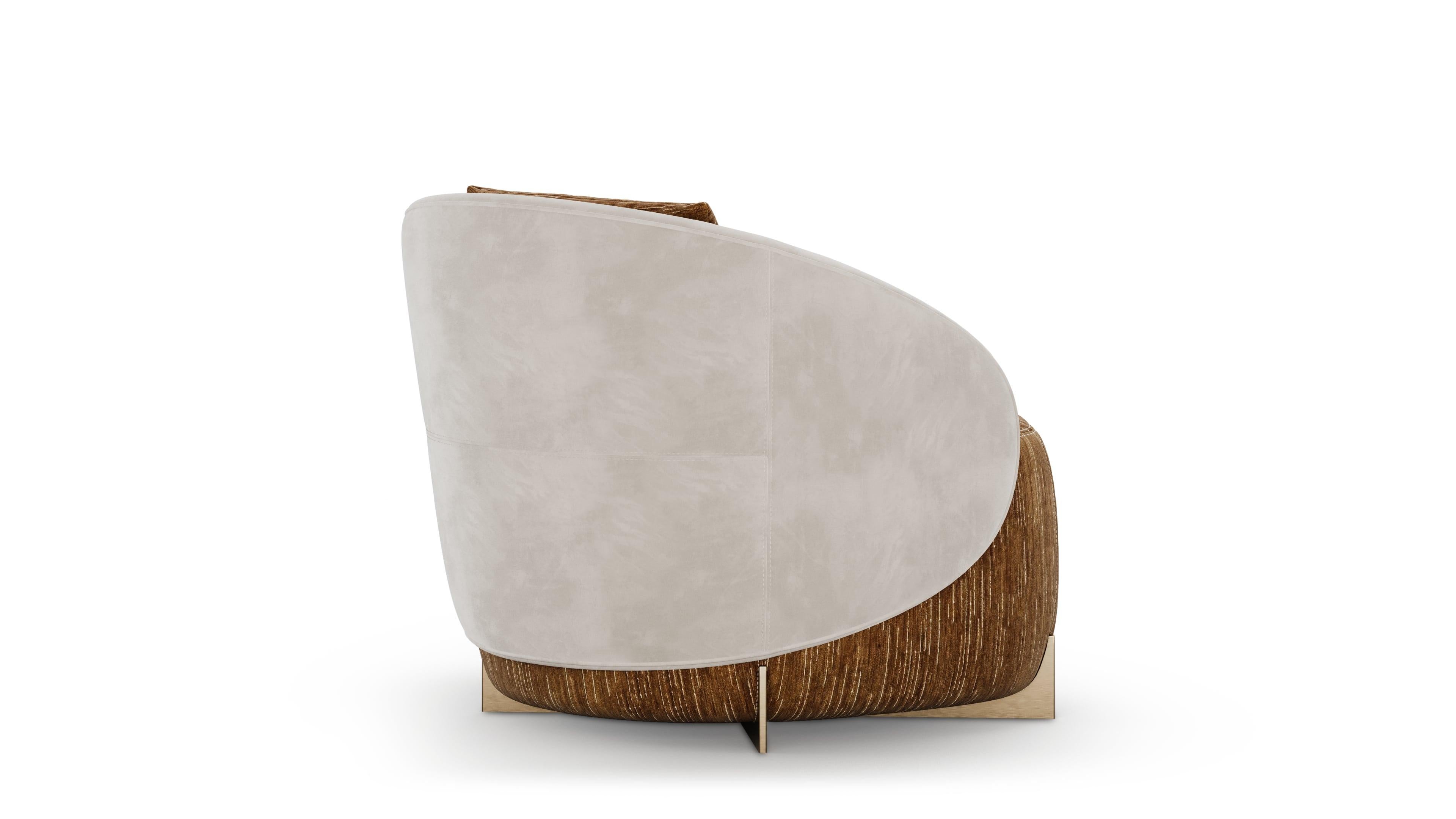 Portuguese Modernist Celestia Armchair in Rich Textured Velvet Upholstery For Sale