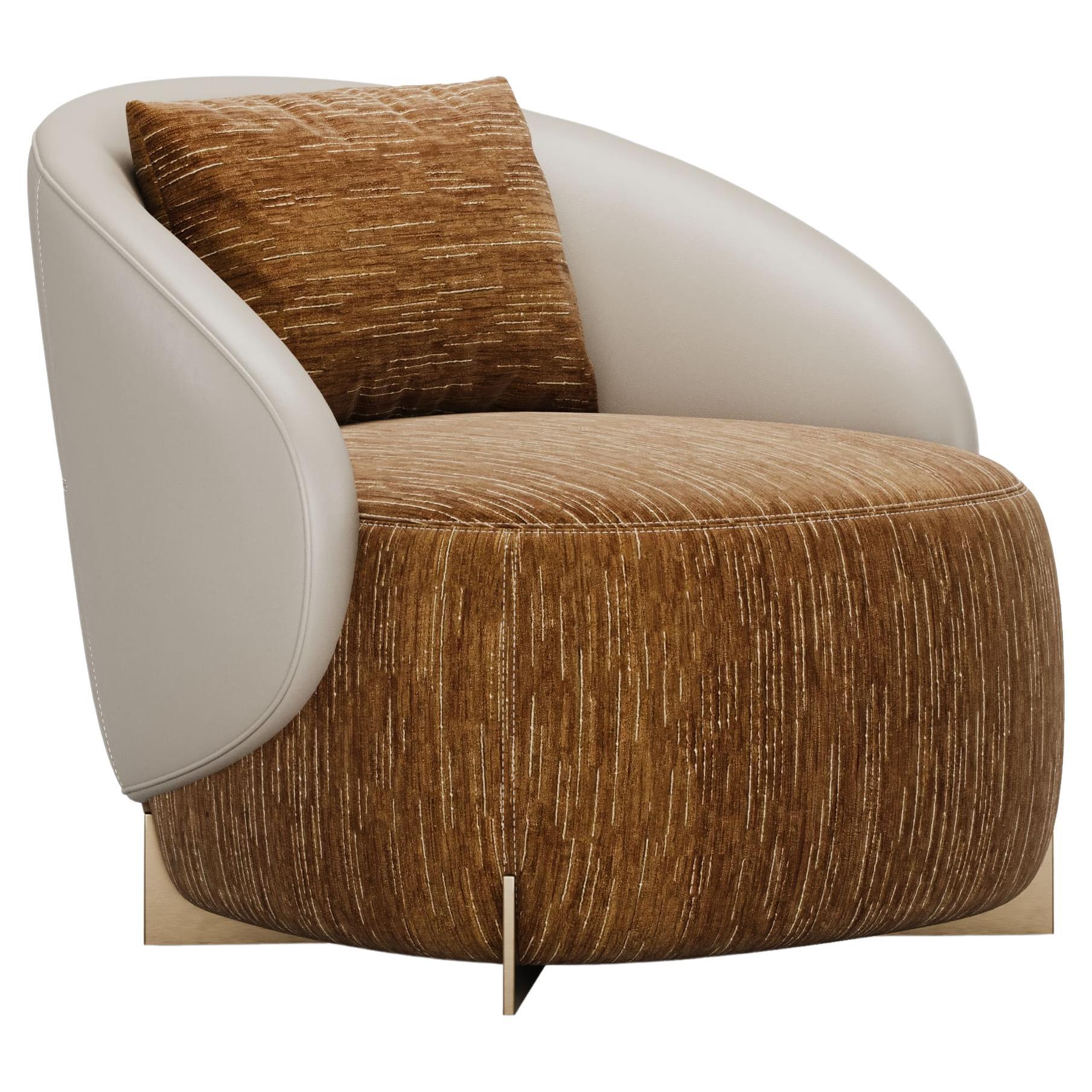 Modernist Celestia Armchair in Rich Textured Velvet Upholstery